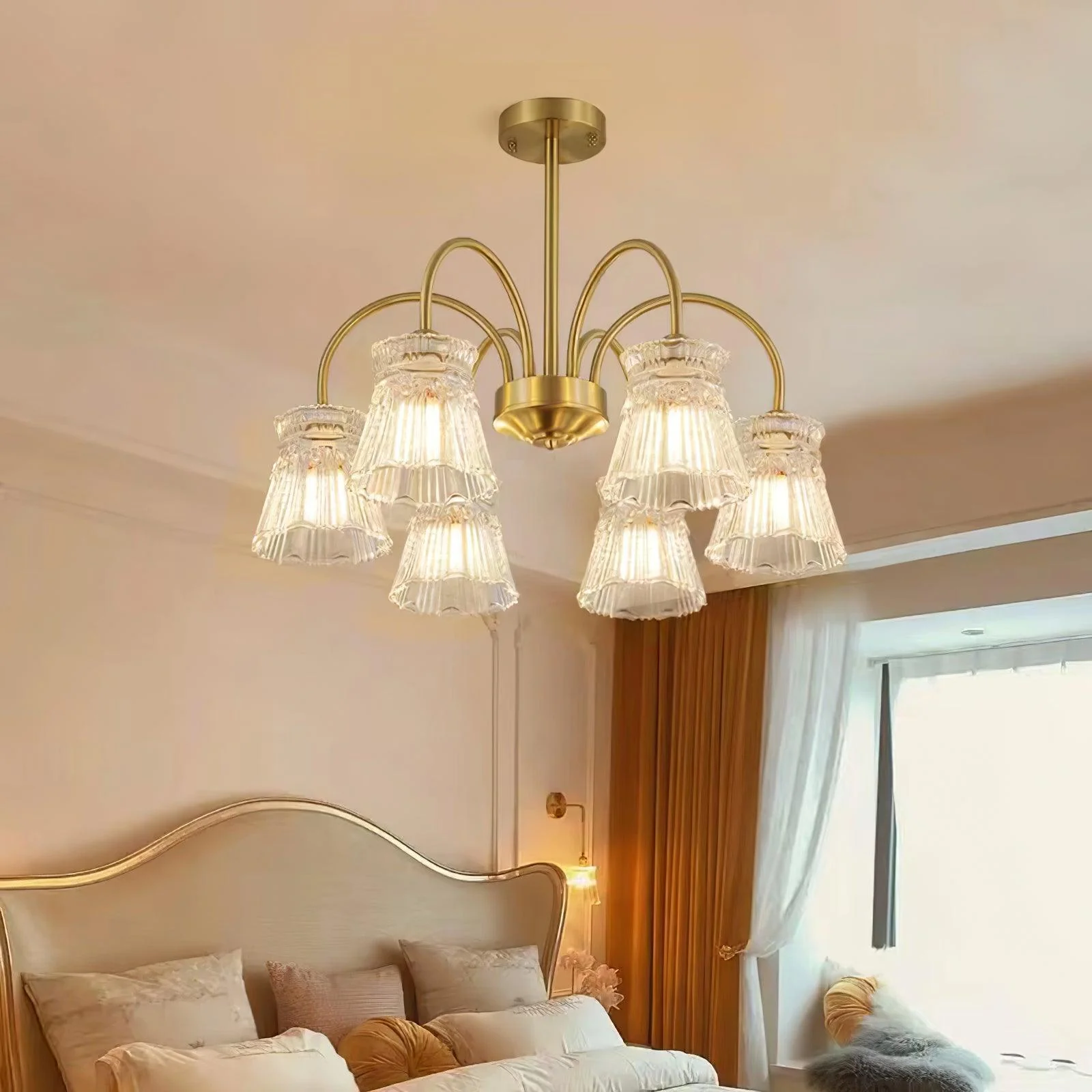 Lustra Chandelier Crystal Glass Gold Midcentury - Image 14