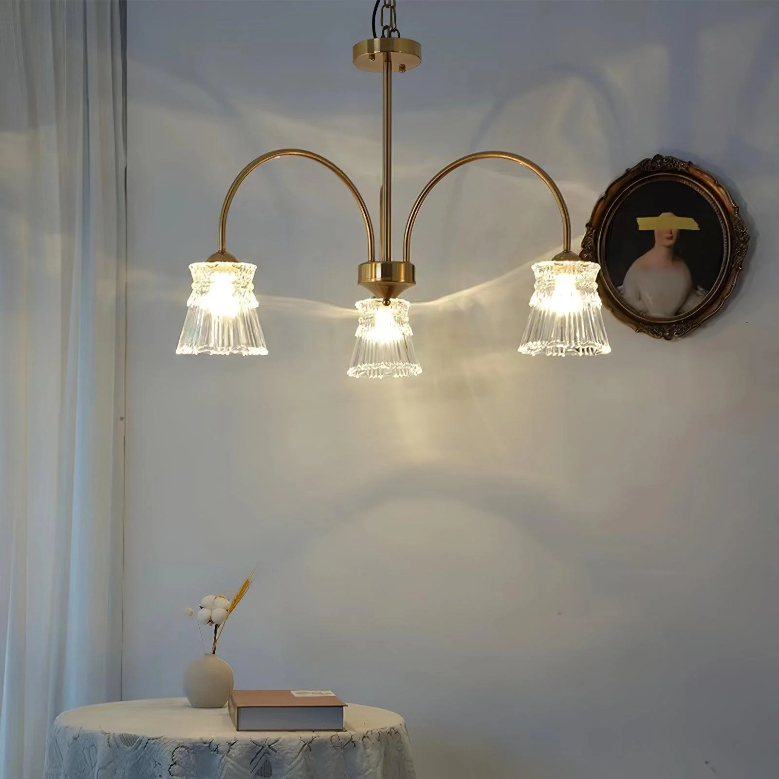Lustra Chandelier Crystal Glass Gold Midcentury - Image 18
