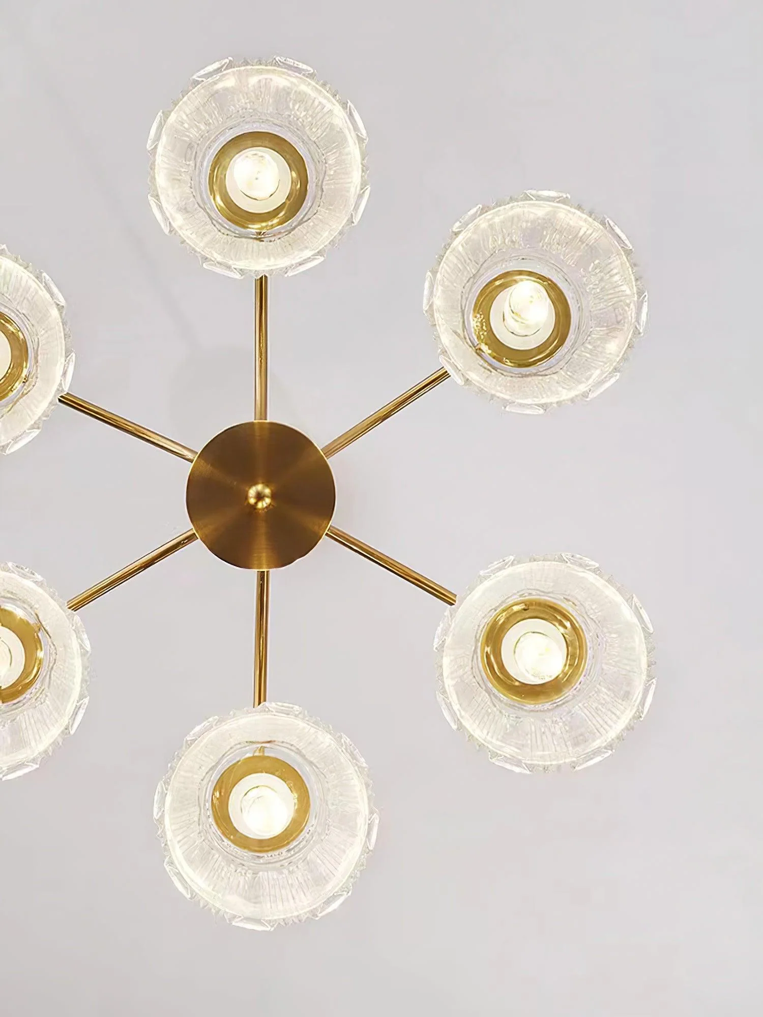 Lustra Chandelier Crystal Glass Gold Midcentury - Image 19
