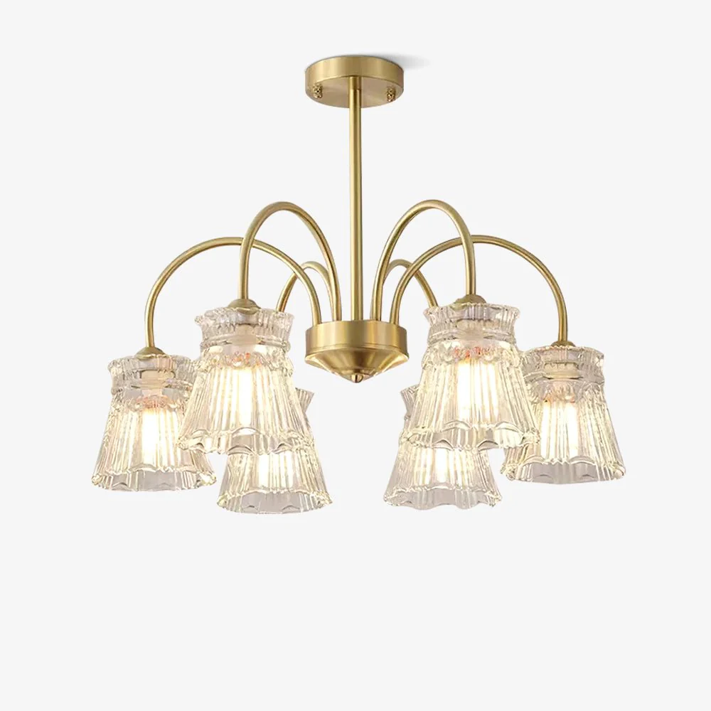 Lustra Chandelier Crystal Glass Gold Midcentury - Image 2