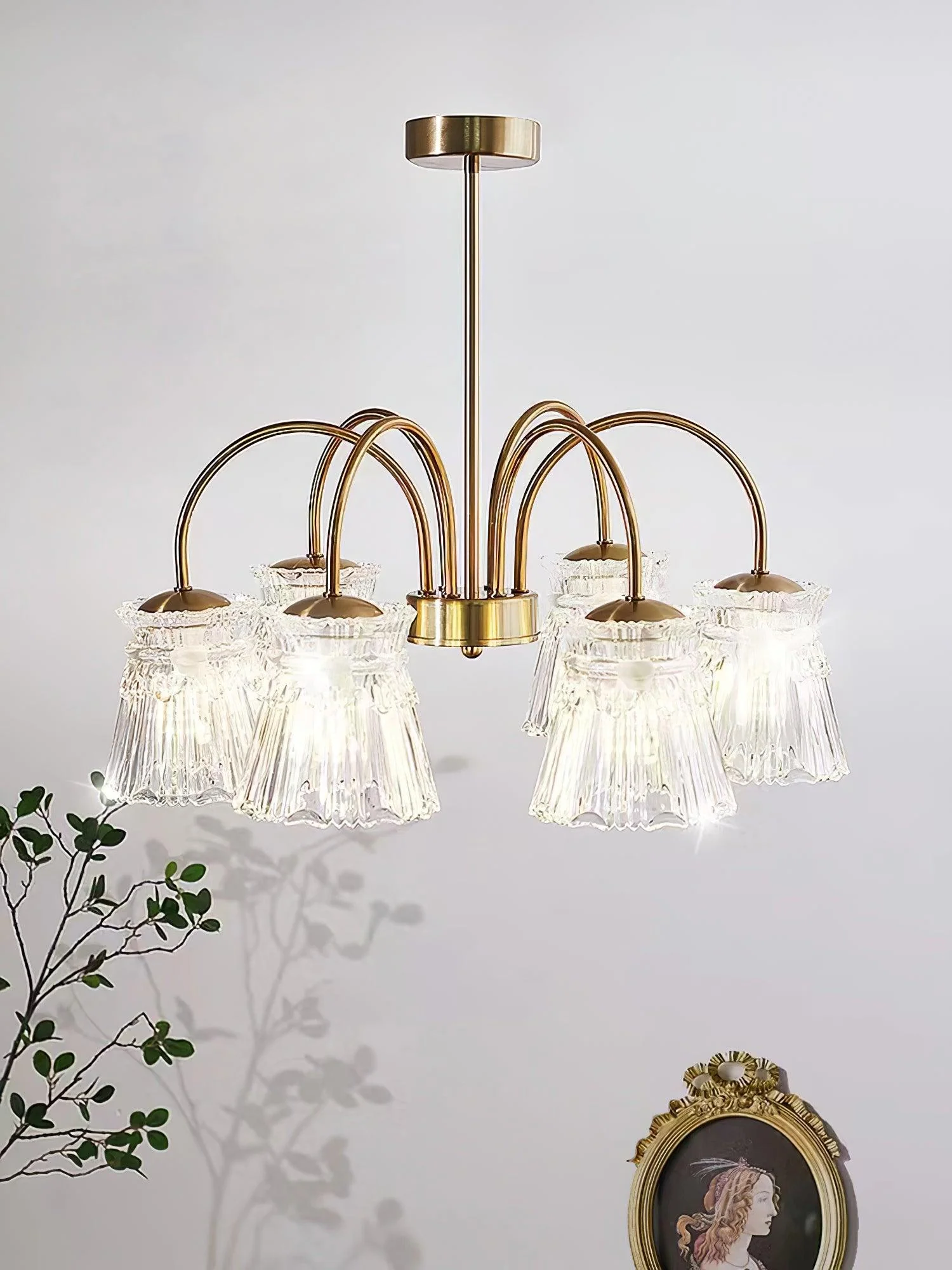 Lustra Chandelier Crystal Glass Gold Midcentury - Image 20