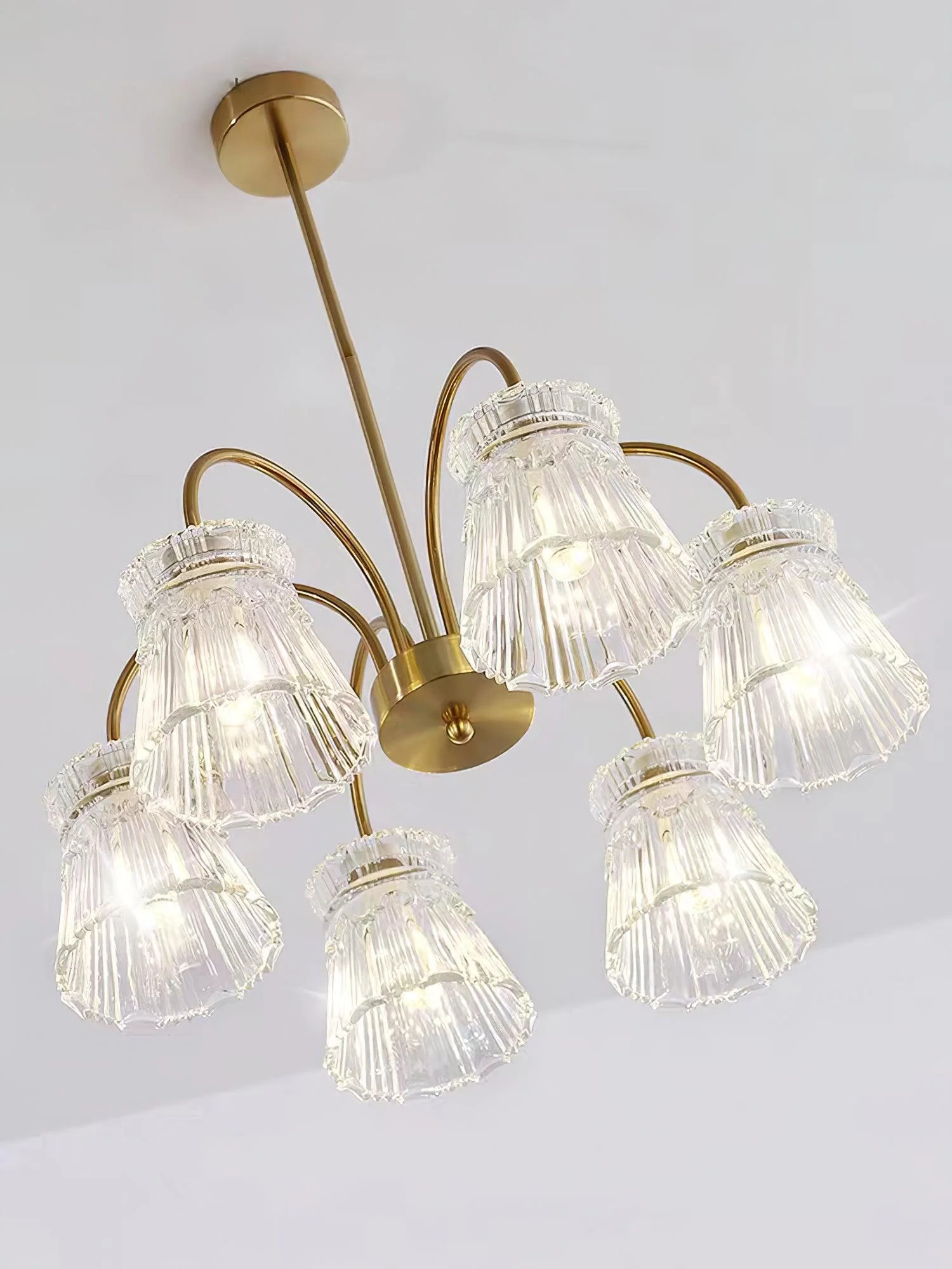 Lustra Chandelier Crystal Glass Gold Midcentury - Image 21