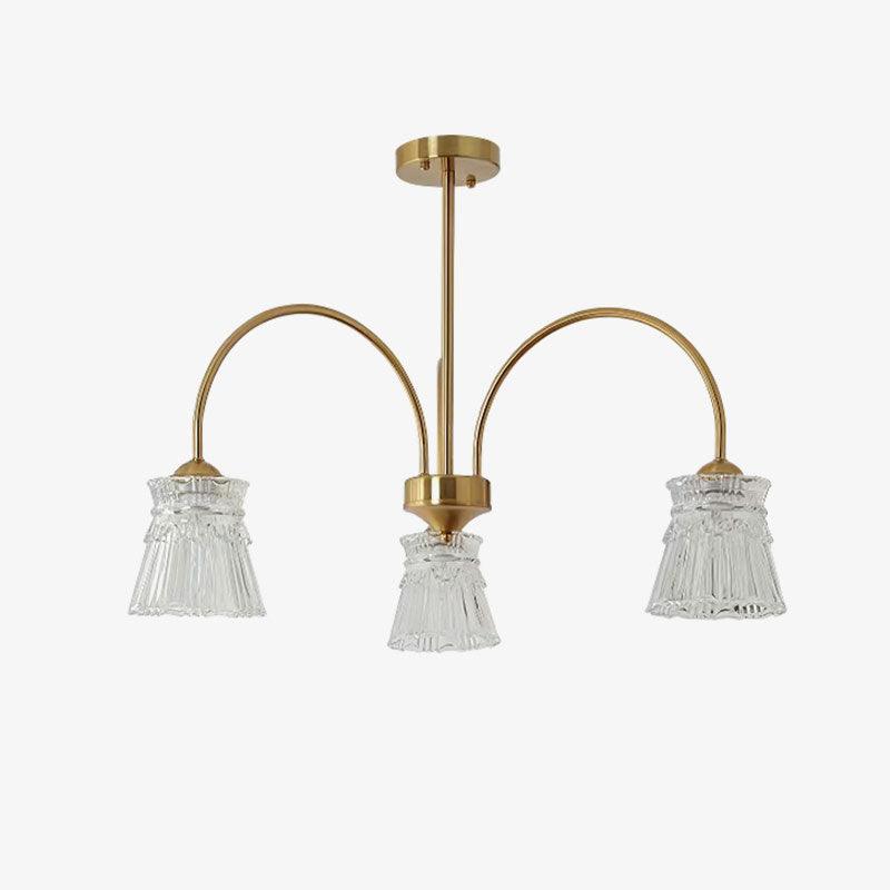 Lustra Chandelier Crystal Glass Gold Midcentury - Image 3