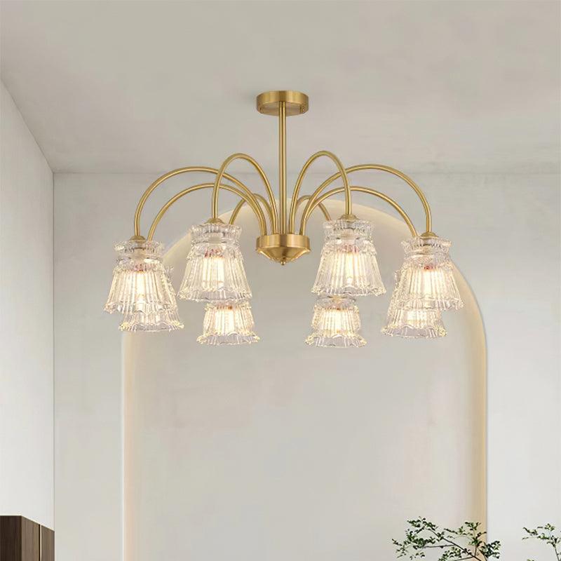 Lustra Chandelier Crystal Glass Gold Midcentury - Image 4