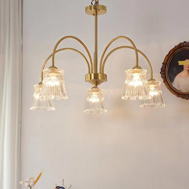 Lustra Chandelier Crystal Glass Gold Midcentury - Image 5