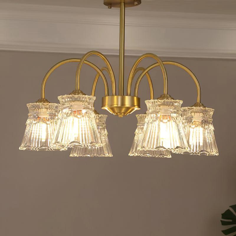Lustra Chandelier Crystal Glass Gold Midcentury - Image 6