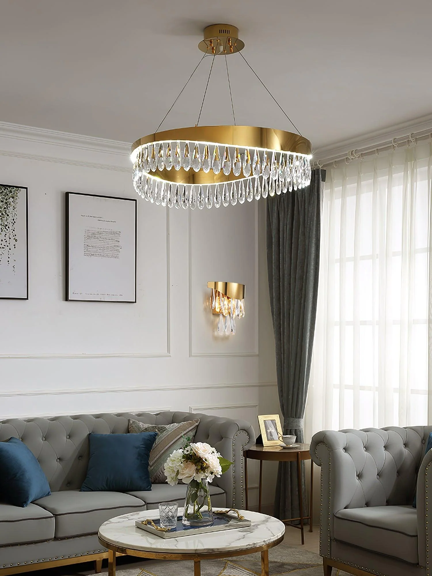 Lustra Chandelier Crystal Ring LED Polished - Image 11
