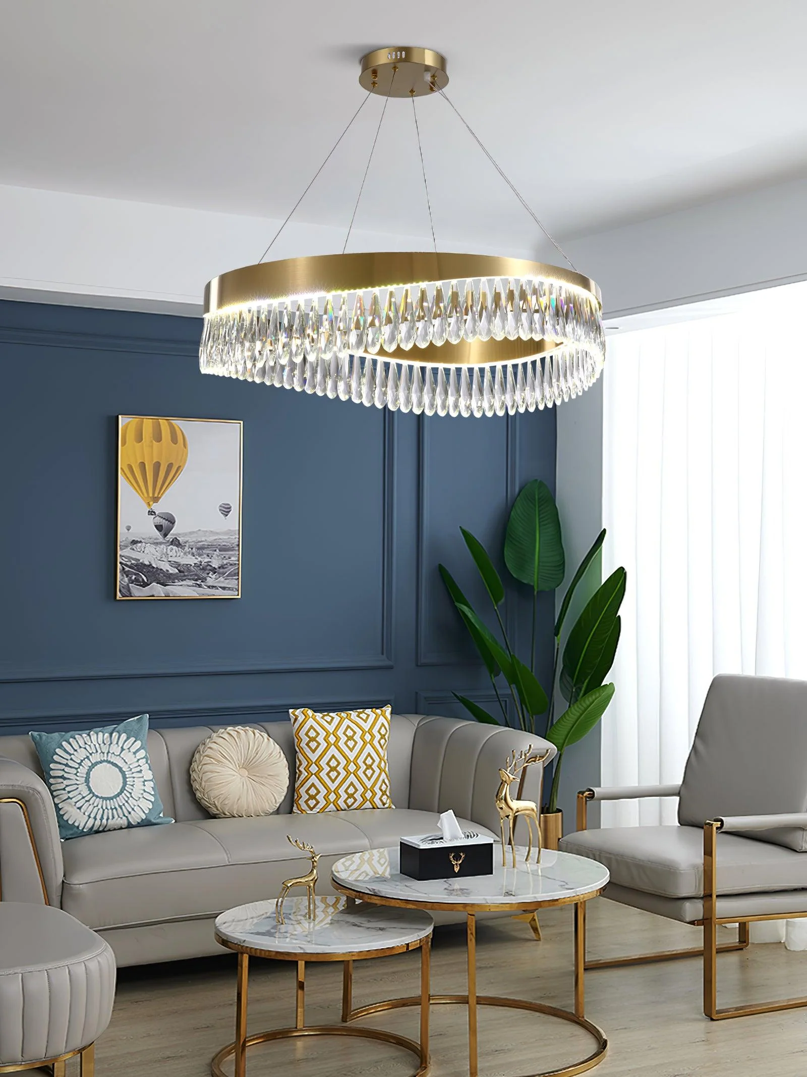 Lustra Chandelier Crystal Ring LED Polished - Image 13