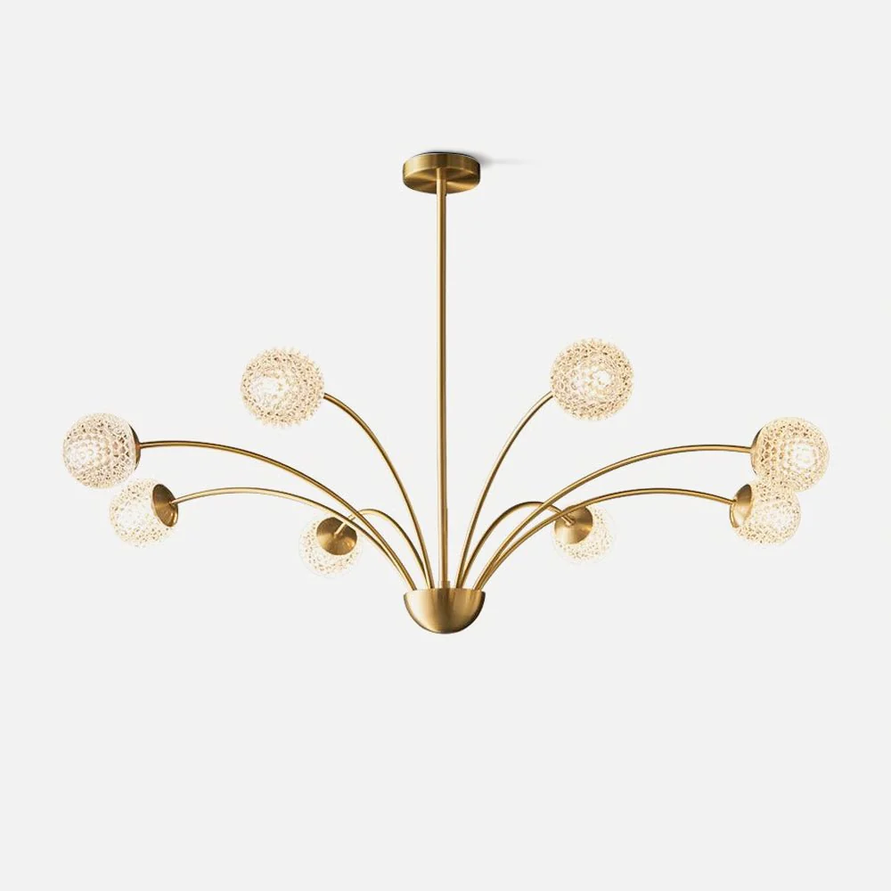 Lustra Chandelier Curved Arms Brass