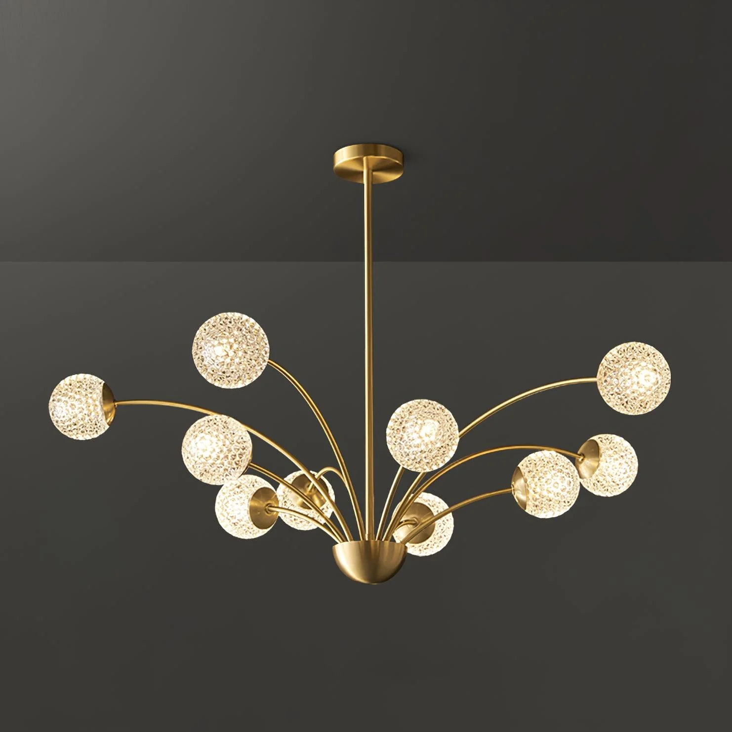 Lustra Chandelier Curved Arms Brass - Image 10