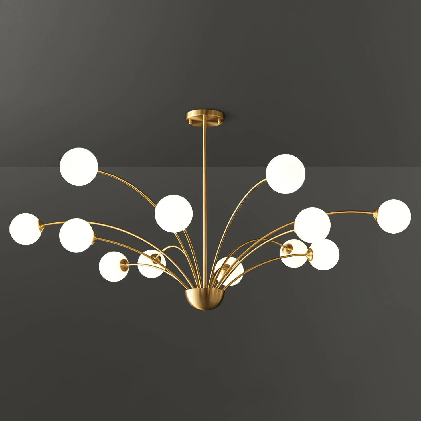 Lustra Chandelier Curved Arms Brass - Image 11
