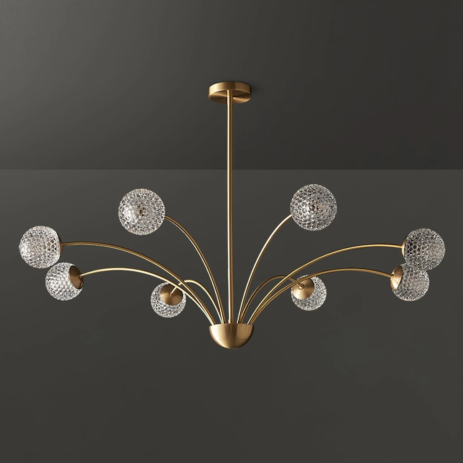Lustra Chandelier Curved Arms Brass - Image 14