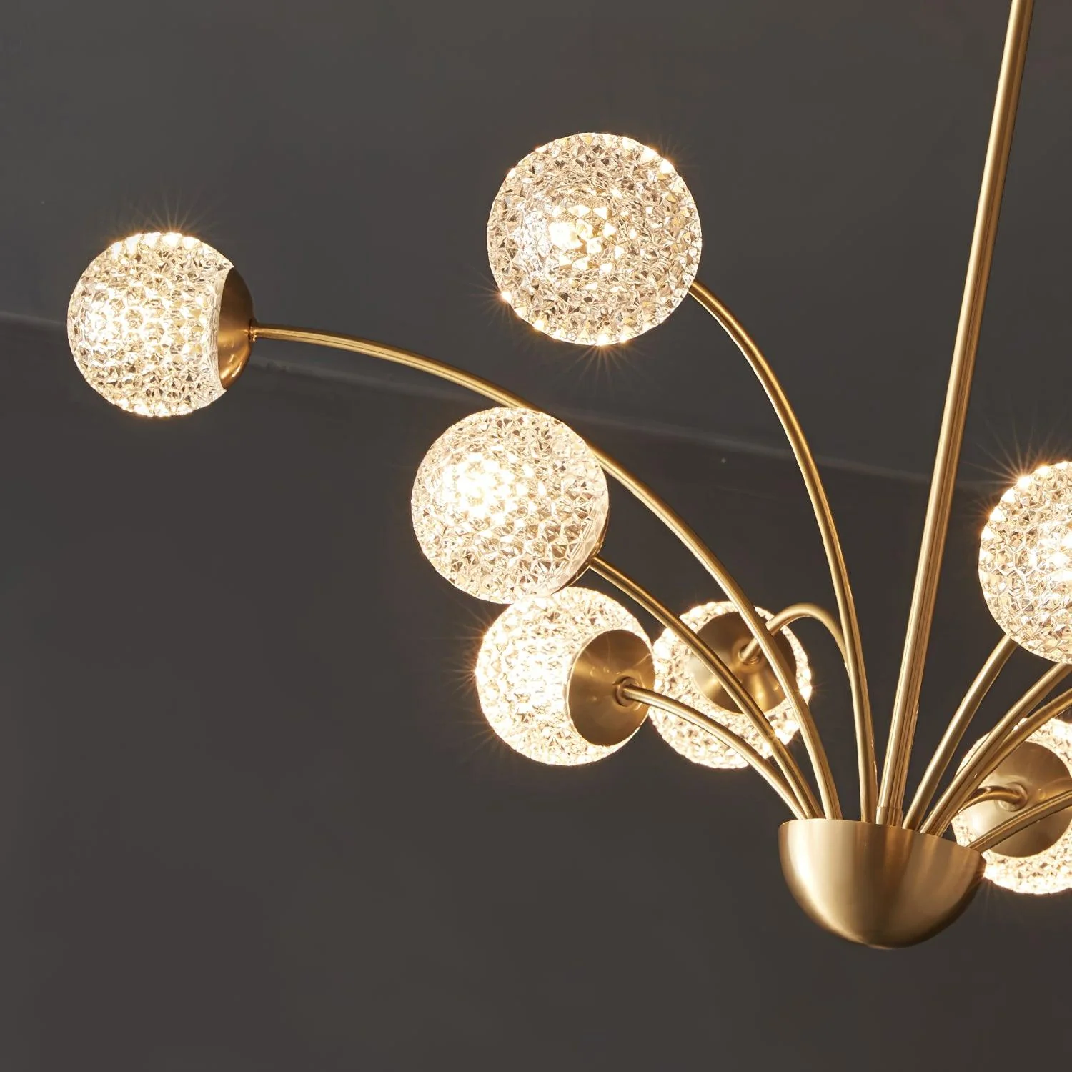 Lustra Chandelier Curved Arms Brass - Image 17