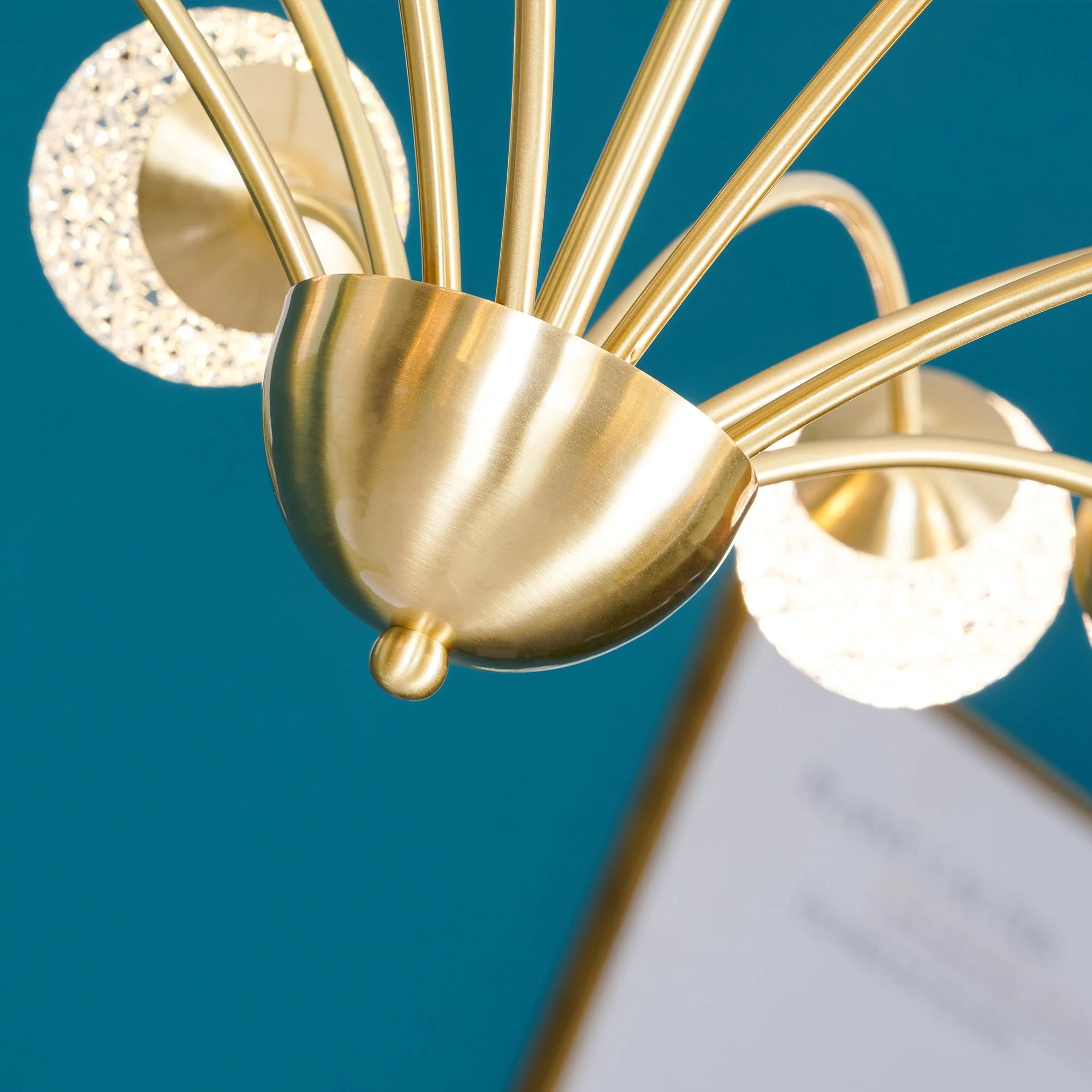 Lustra Chandelier Curved Arms Brass - Image 21