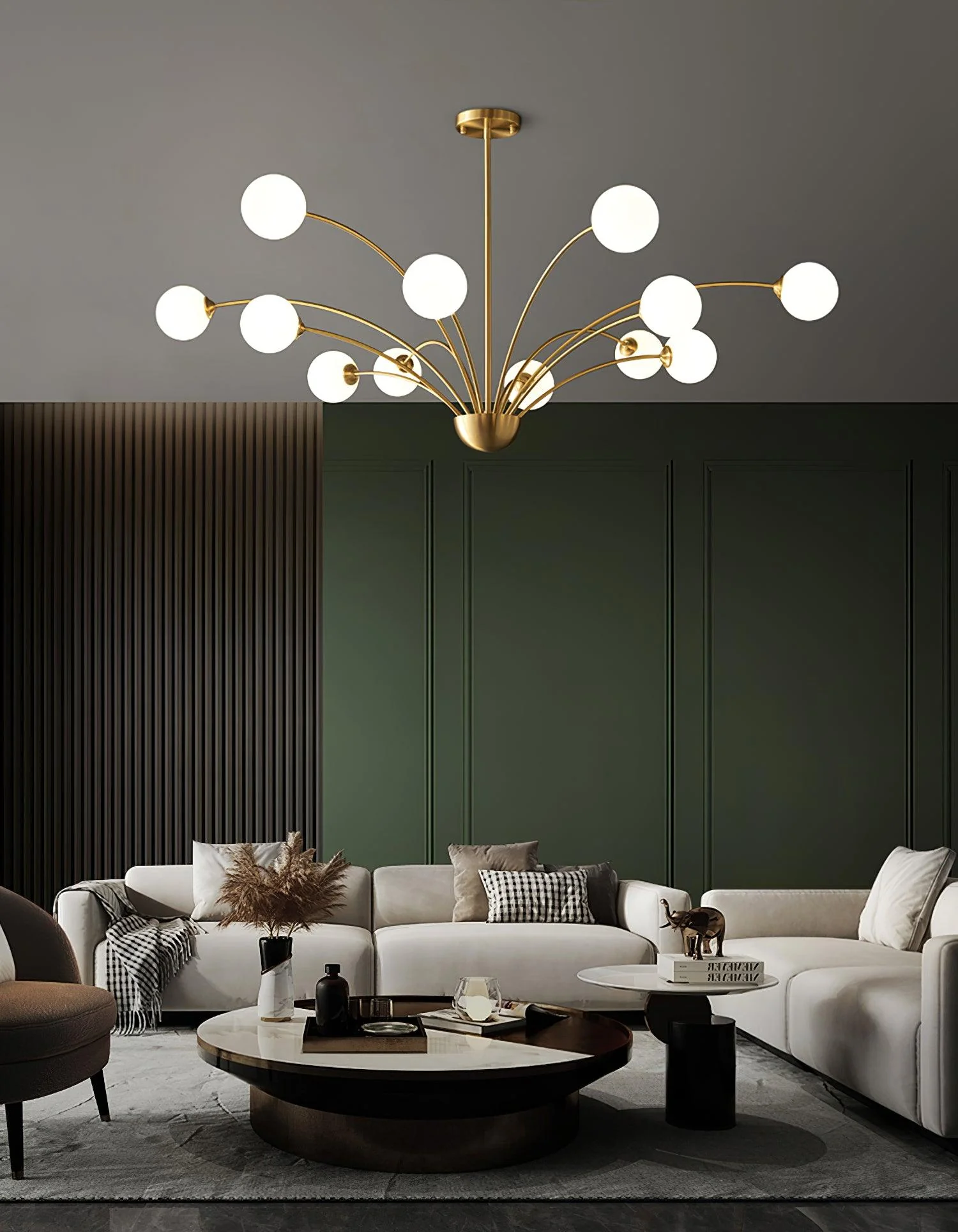 Lustra Chandelier Curved Arms Brass - Image 23