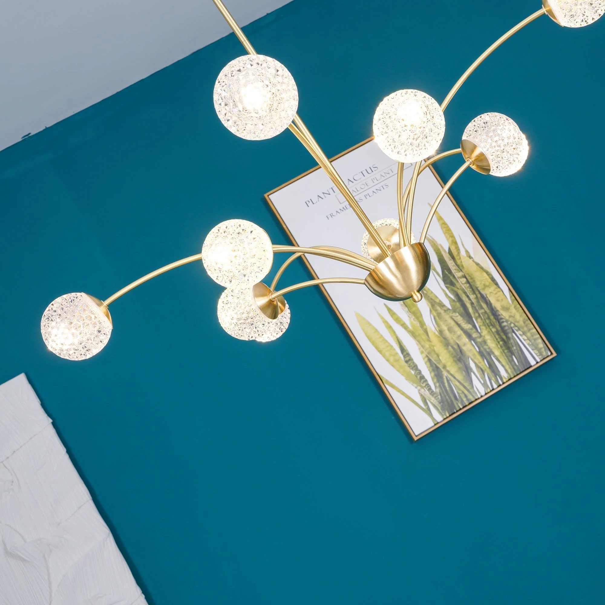 Lustra Chandelier Curved Arms Brass - Image 24