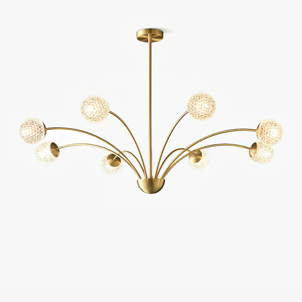 Lustra Chandelier Curved Arms Brass - Image 26