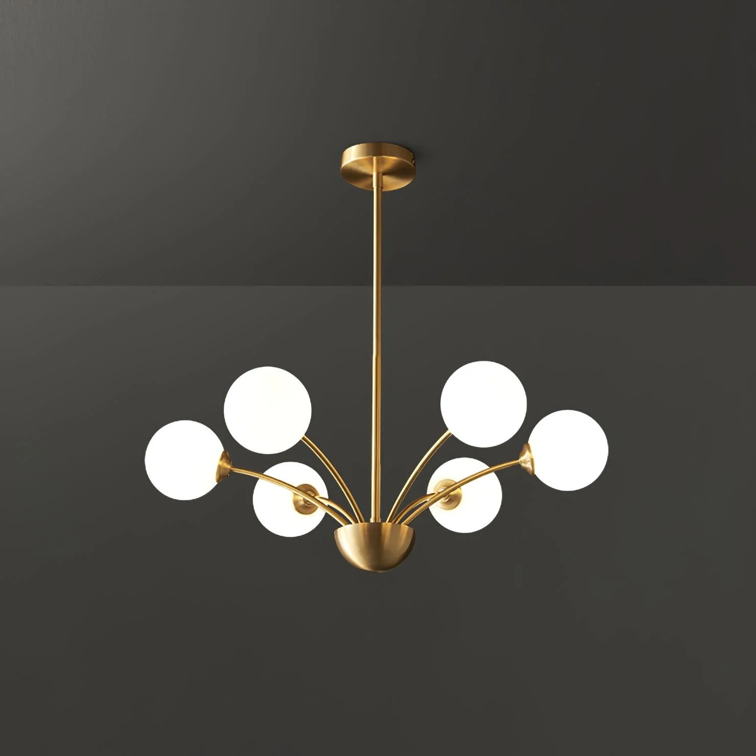 Lustra Chandelier Curved Arms Brass - Image 27