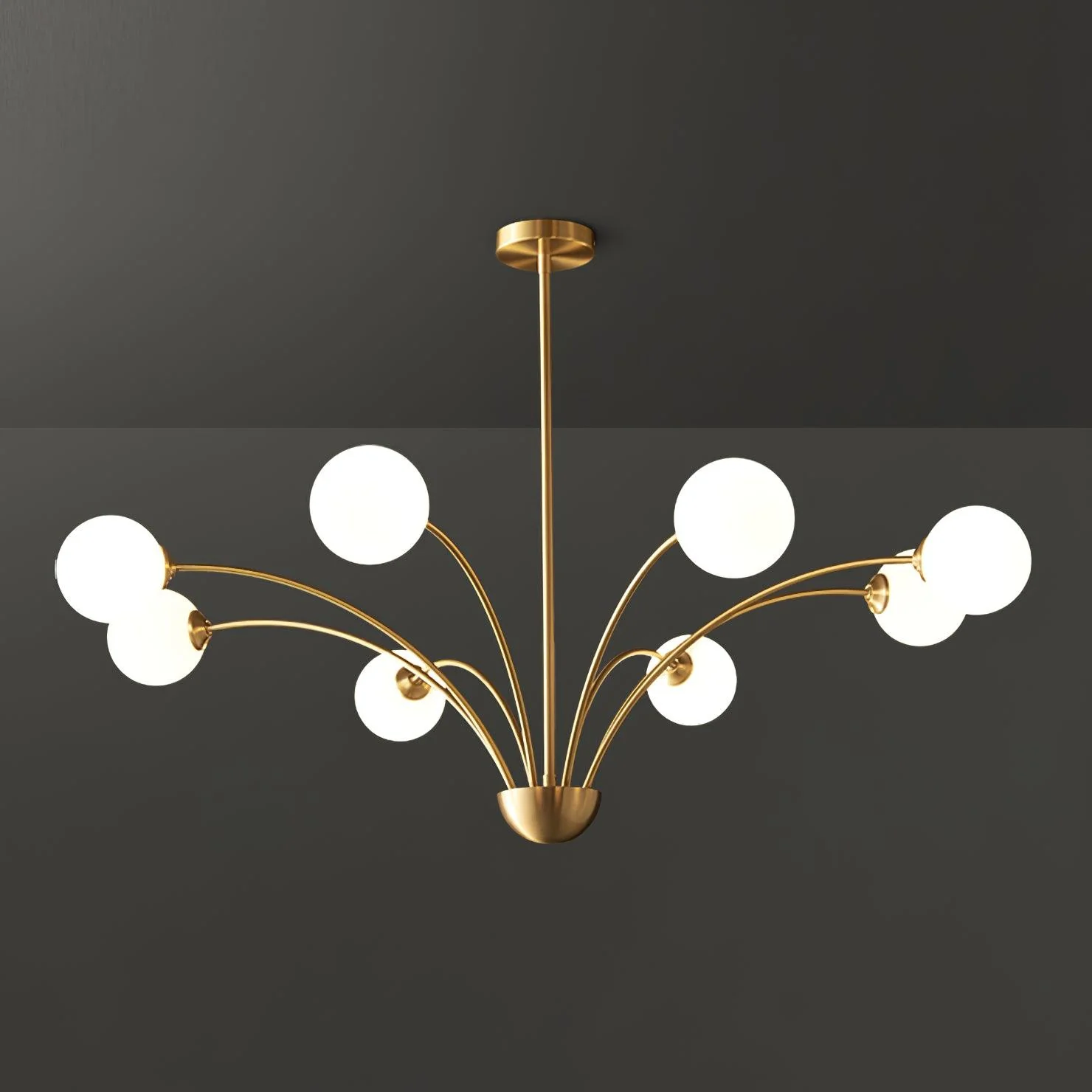 Lustra Chandelier Curved Arms Brass - Image 30