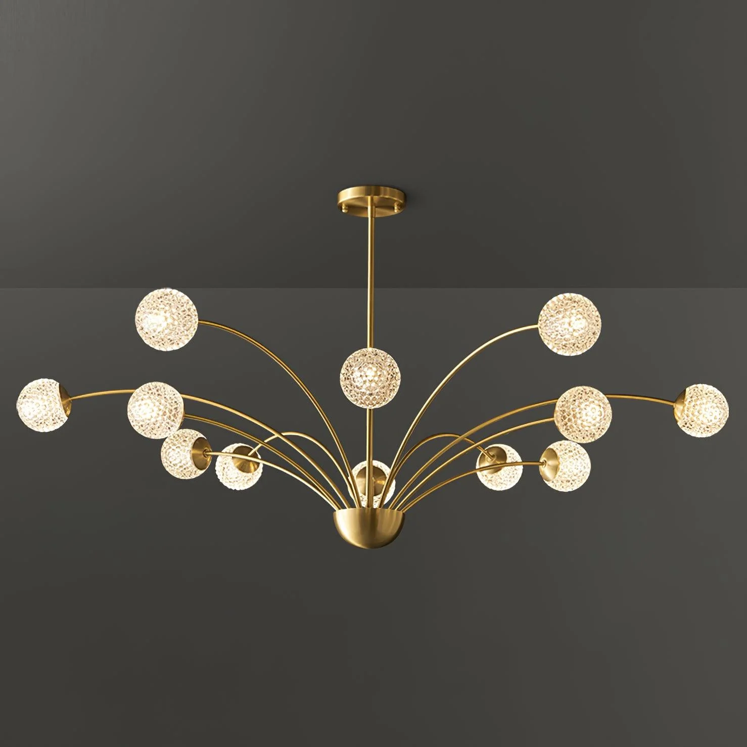 Lustra Chandelier Curved Arms Brass - Image 36