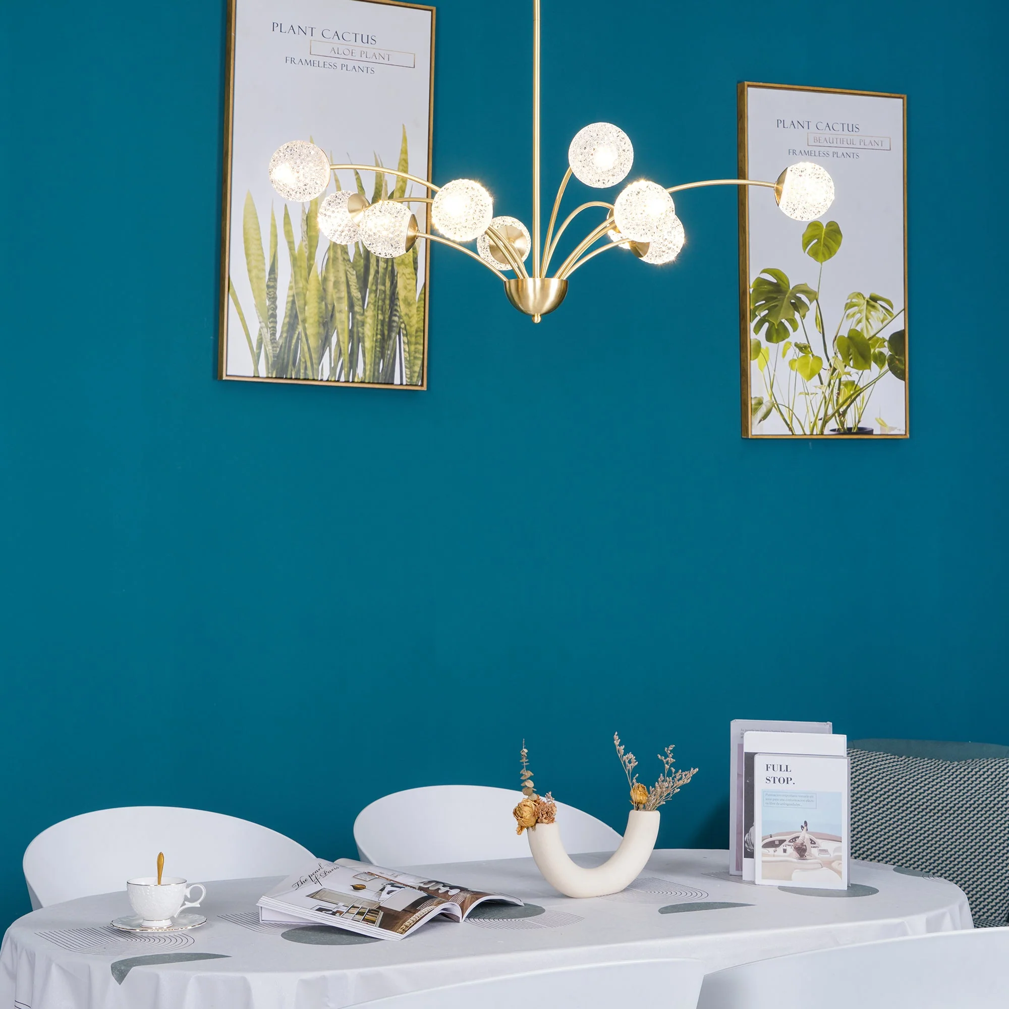 Lustra Chandelier Curved Arms Brass - Image 41