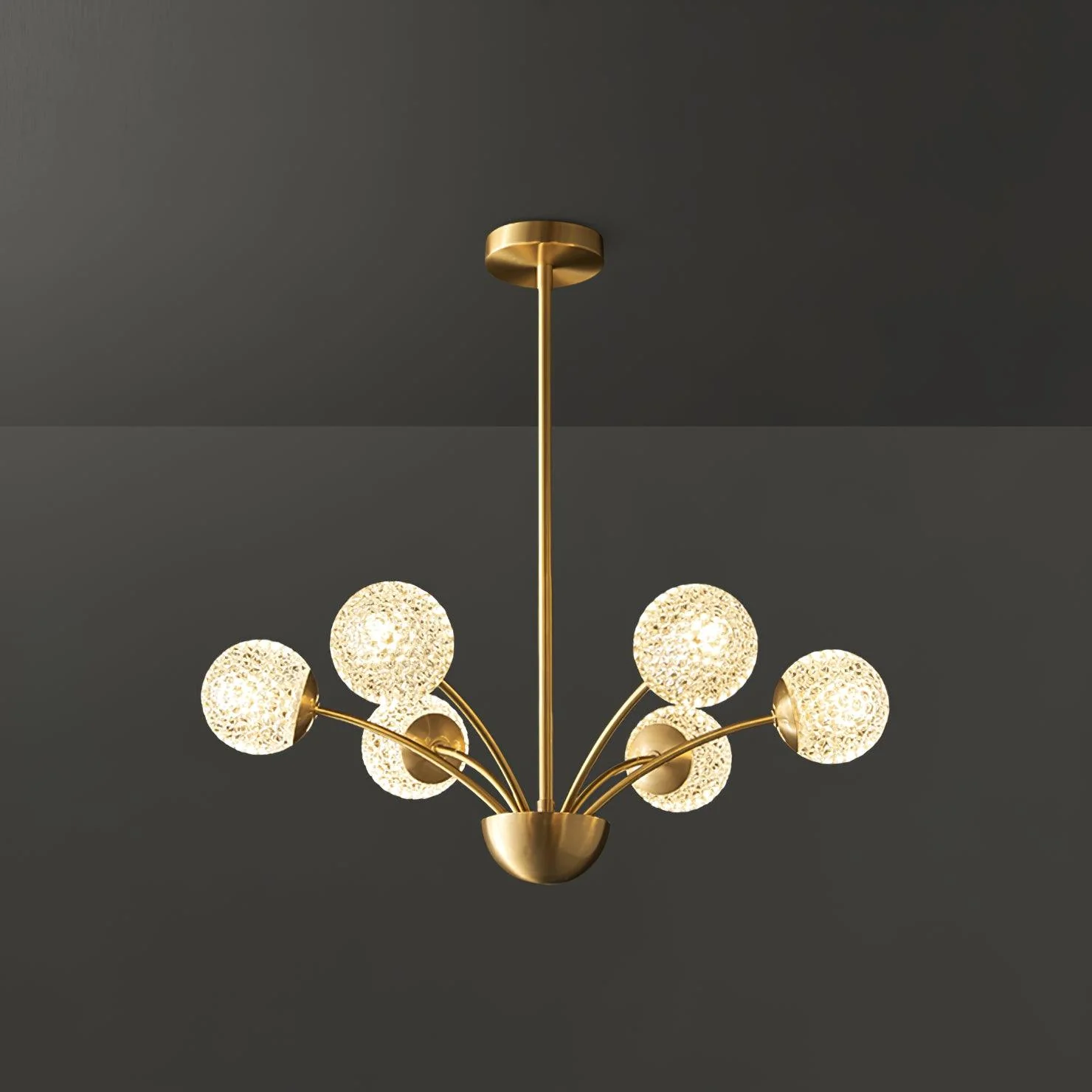 Lustra Chandelier Curved Arms Brass - Image 6