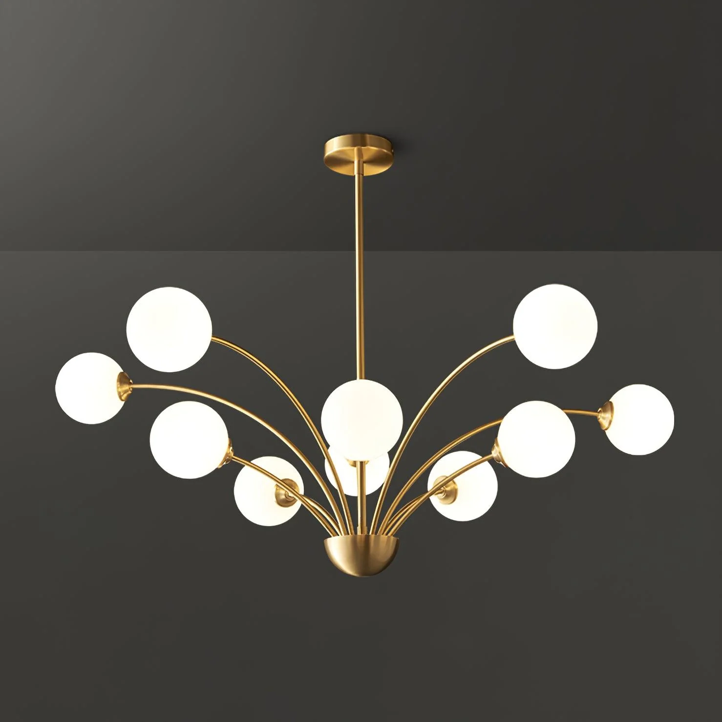 Lustra Chandelier Curved Arms Brass - Image 9