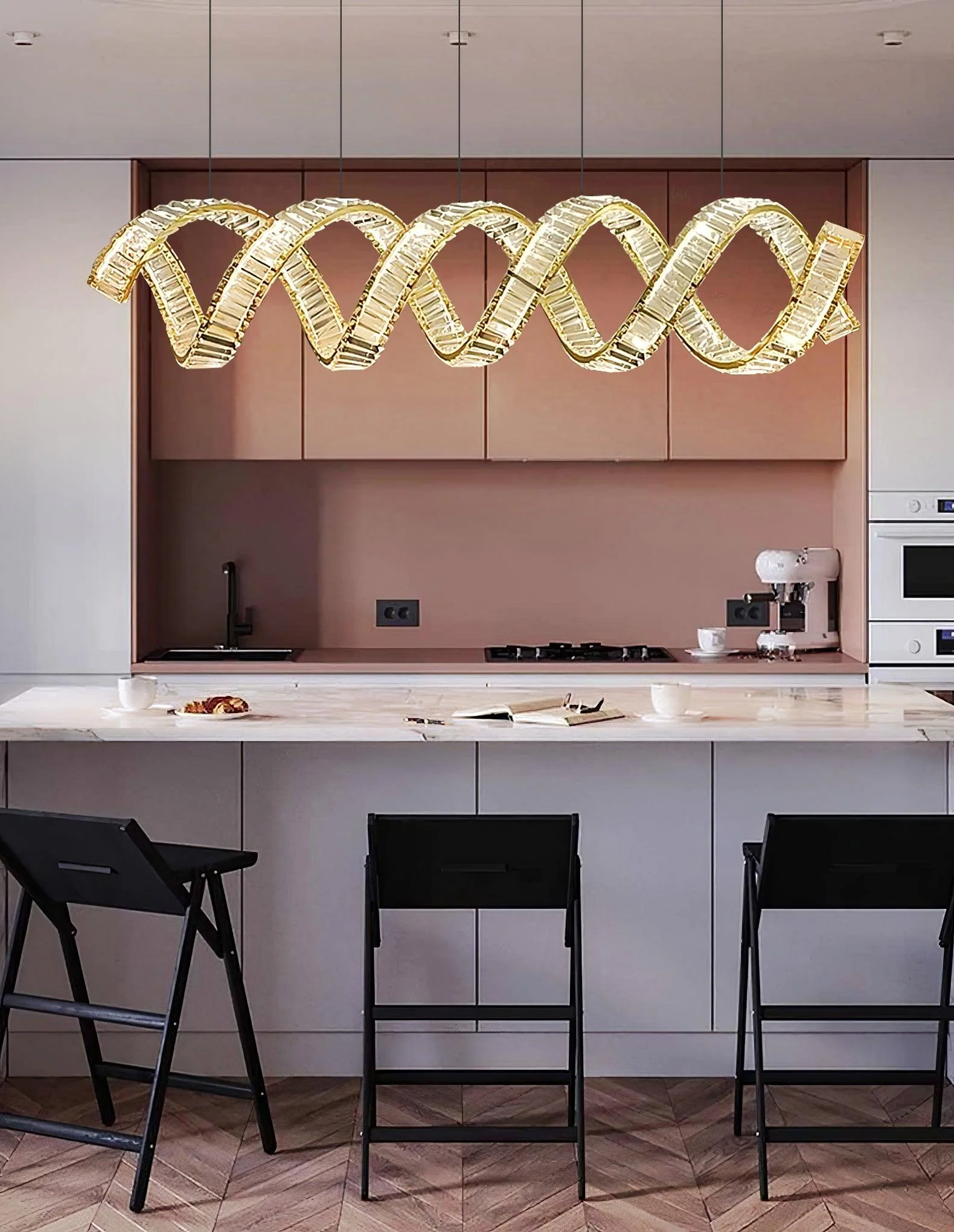 Lustra Chandelier Curved LED Crystal Luxurious - Image 10