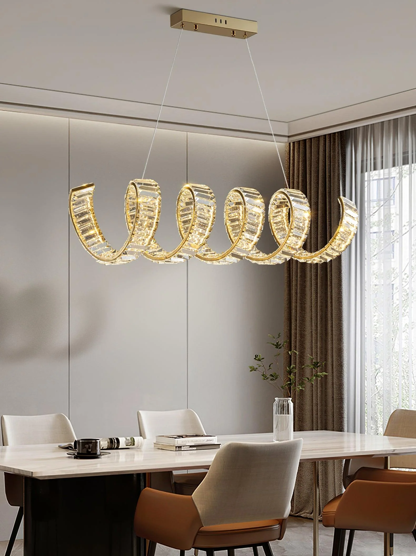 Lustra Chandelier Curved LED Crystal Luxurious - Image 13