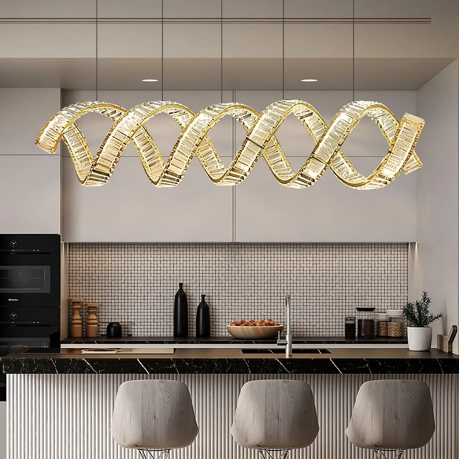 Lustra Chandelier Curved LED Crystal Luxurious - Image 16