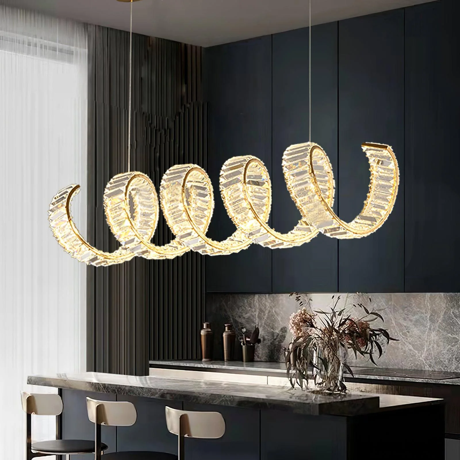 Lustra Chandelier Curved LED Crystal Luxurious - Image 28