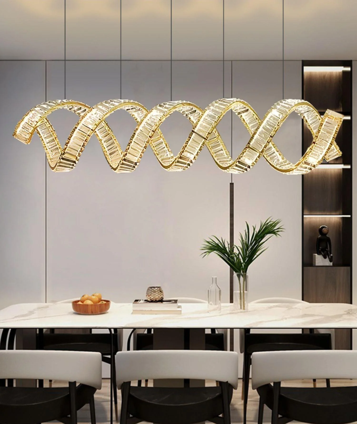 Lustra Chandelier Curved LED Crystal Luxurious - Image 3