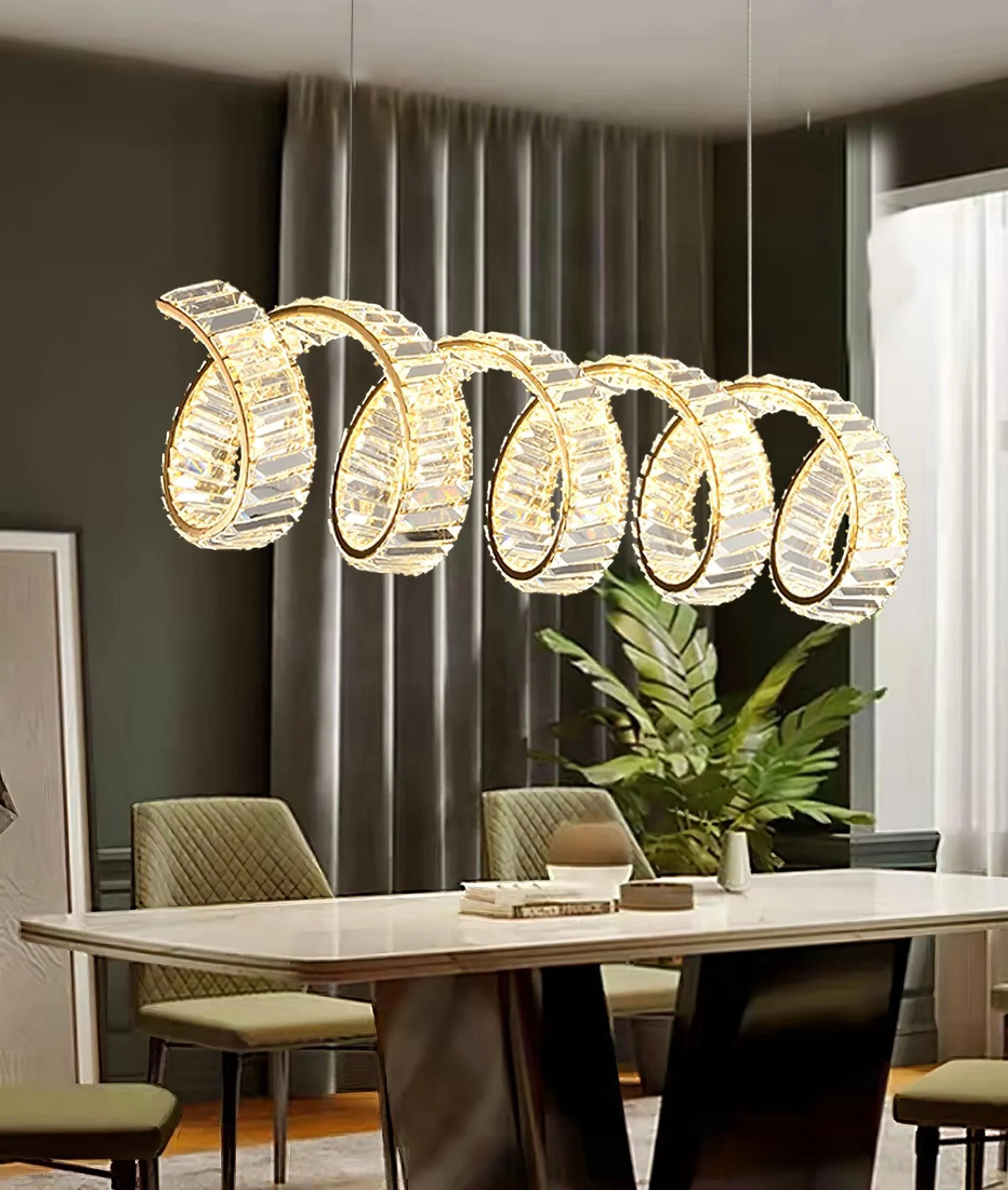 Lustra Chandelier Curved LED Crystal Luxurious - Image 35