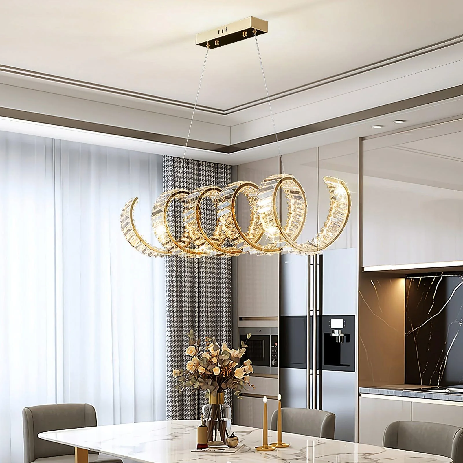 Lustra Chandelier Curved LED Crystal Luxurious - Image 4