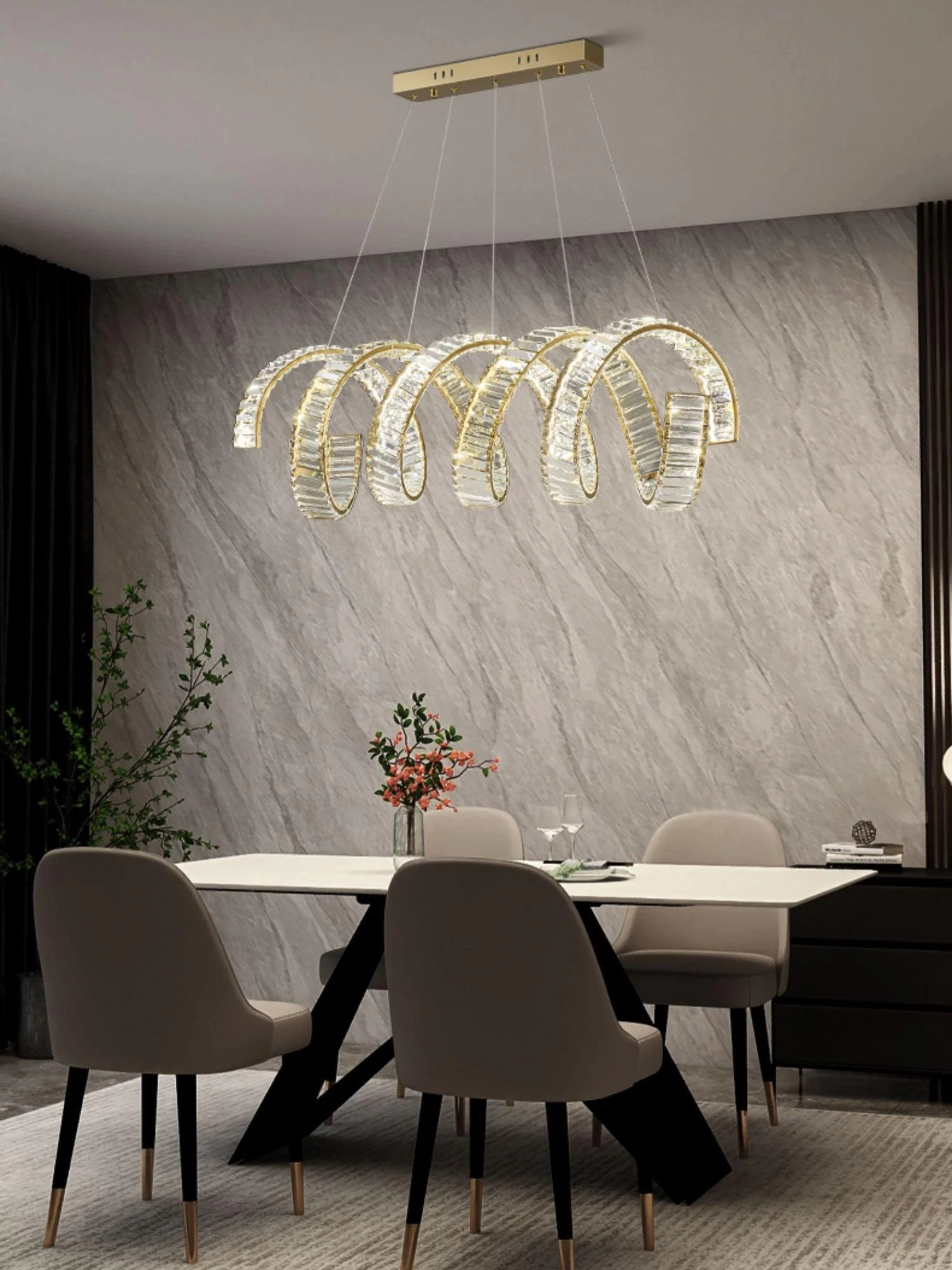 Lustra Chandelier Curved LED Crystal Luxurious - Image 5