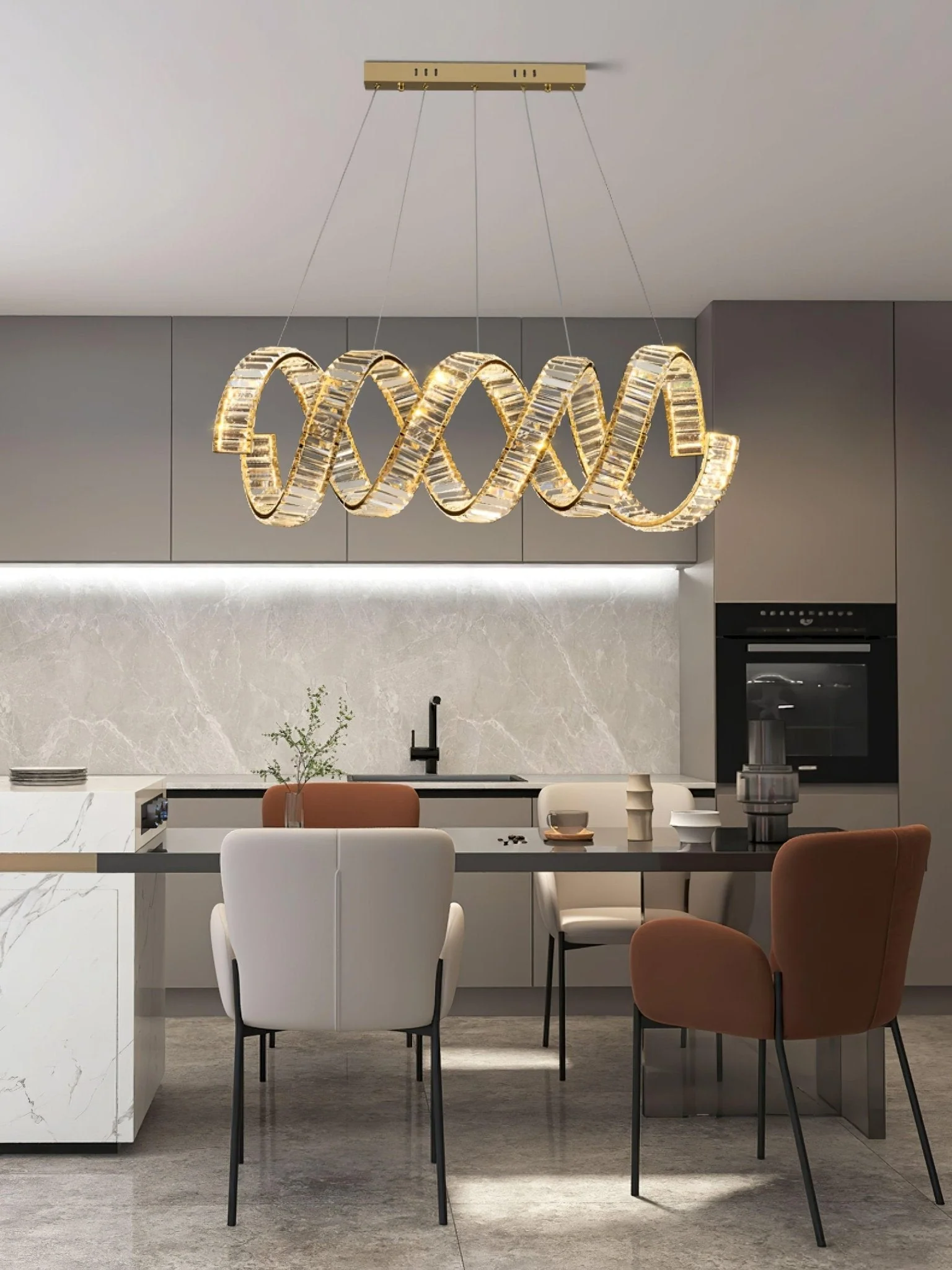 Lustra Chandelier Curved LED Crystal Luxurious - Image 6