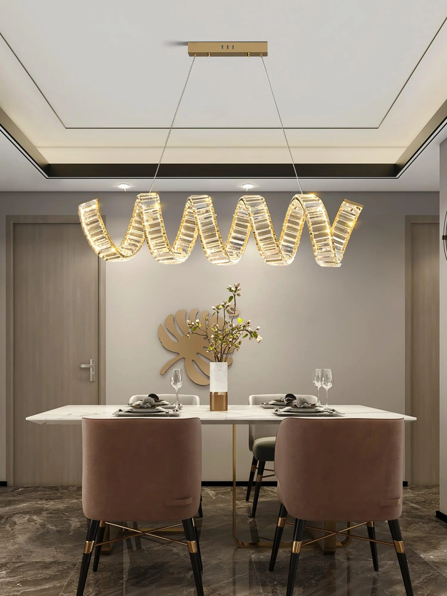 Lustra Chandelier Curved LED Crystal Luxurious - Image 8