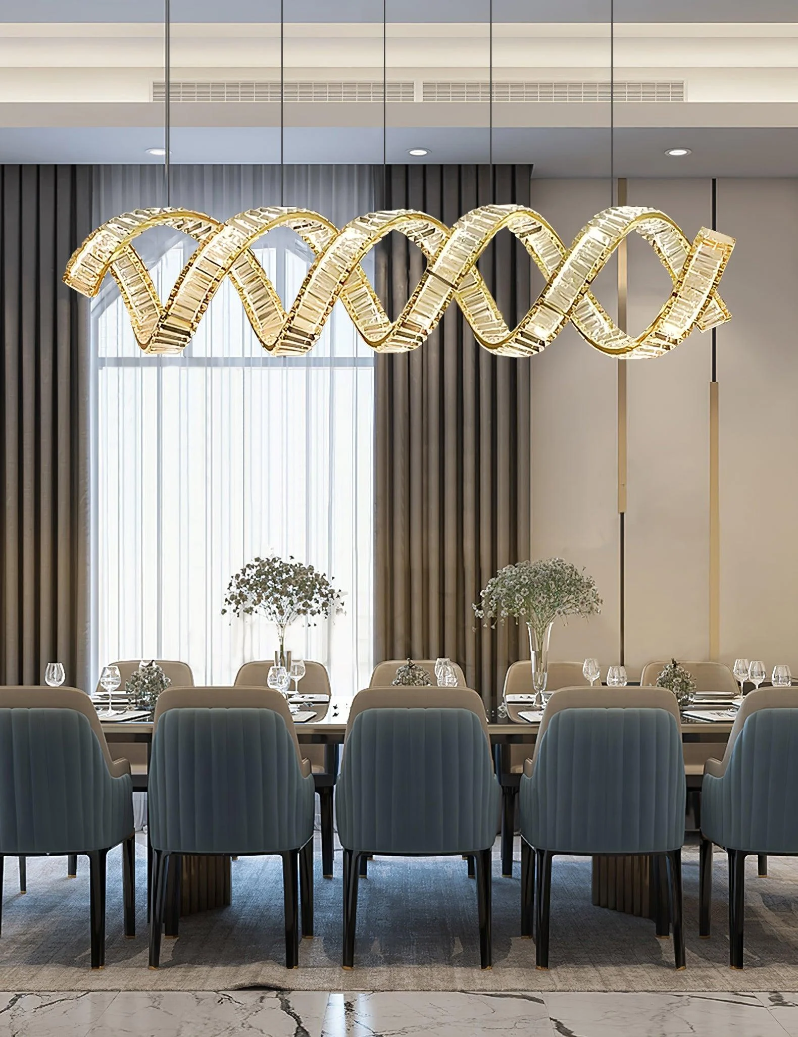 Lustra Chandelier Curved LED Crystal Luxurious - Image 9