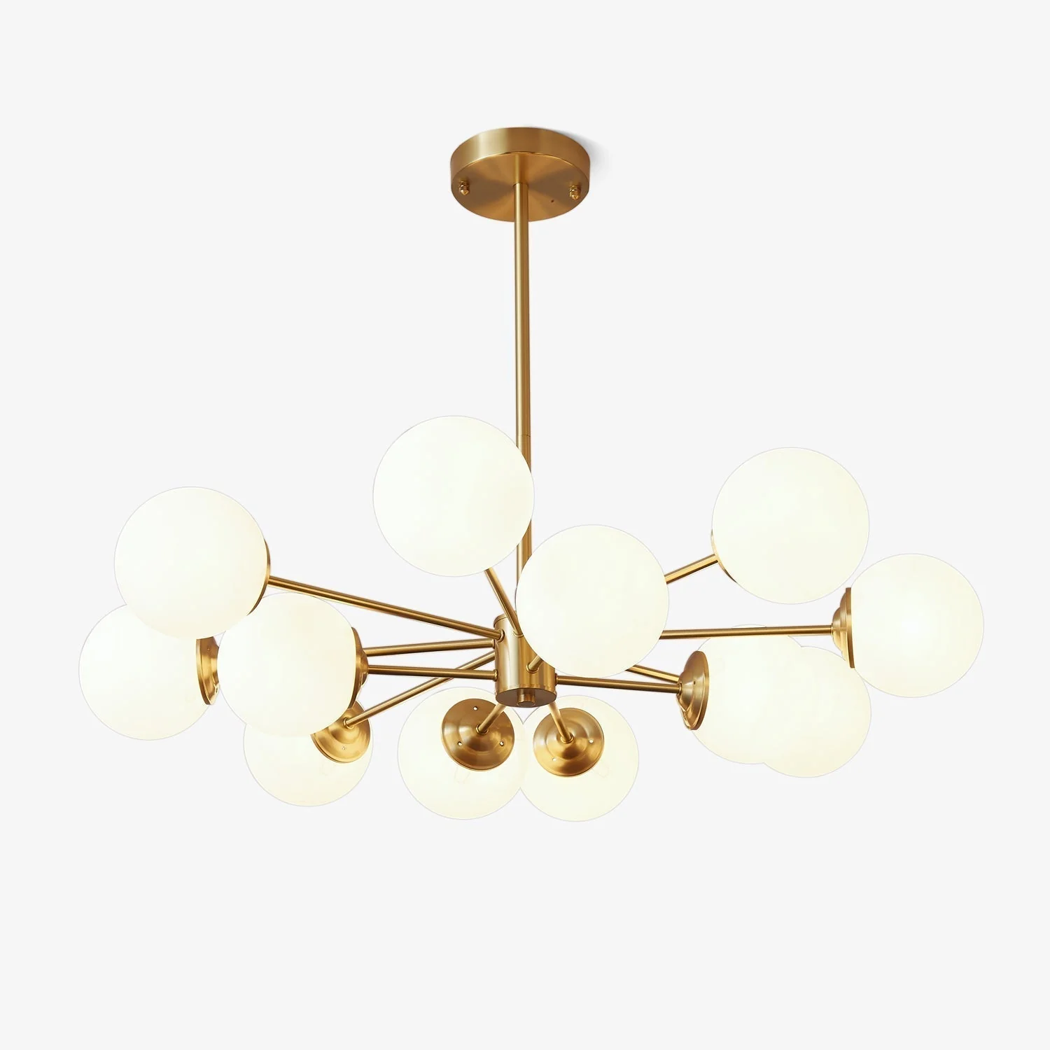 Lustra Chandelier Elysium Brass Frosted Glass Orbs