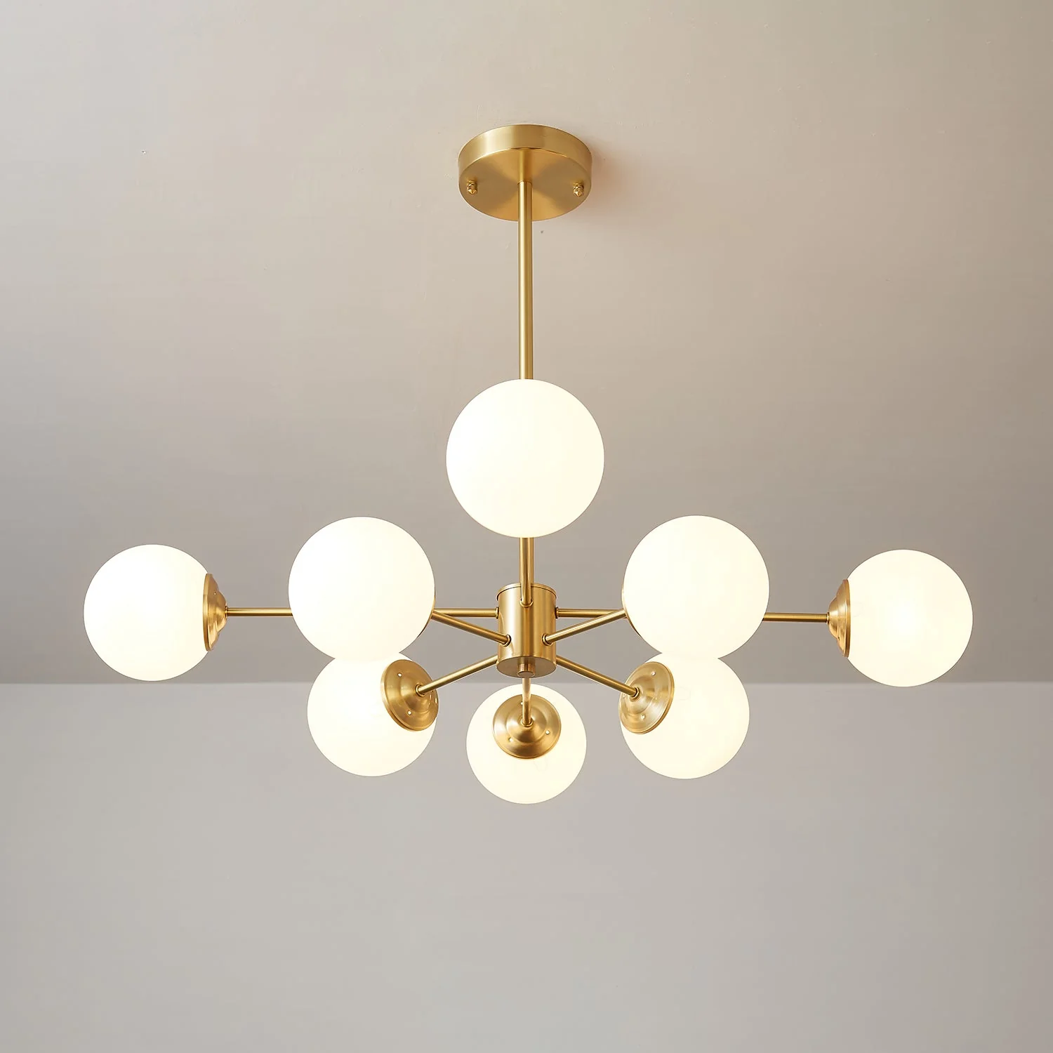Lustra Chandelier Elysium Brass Frosted Glass Orbs - Image 14
