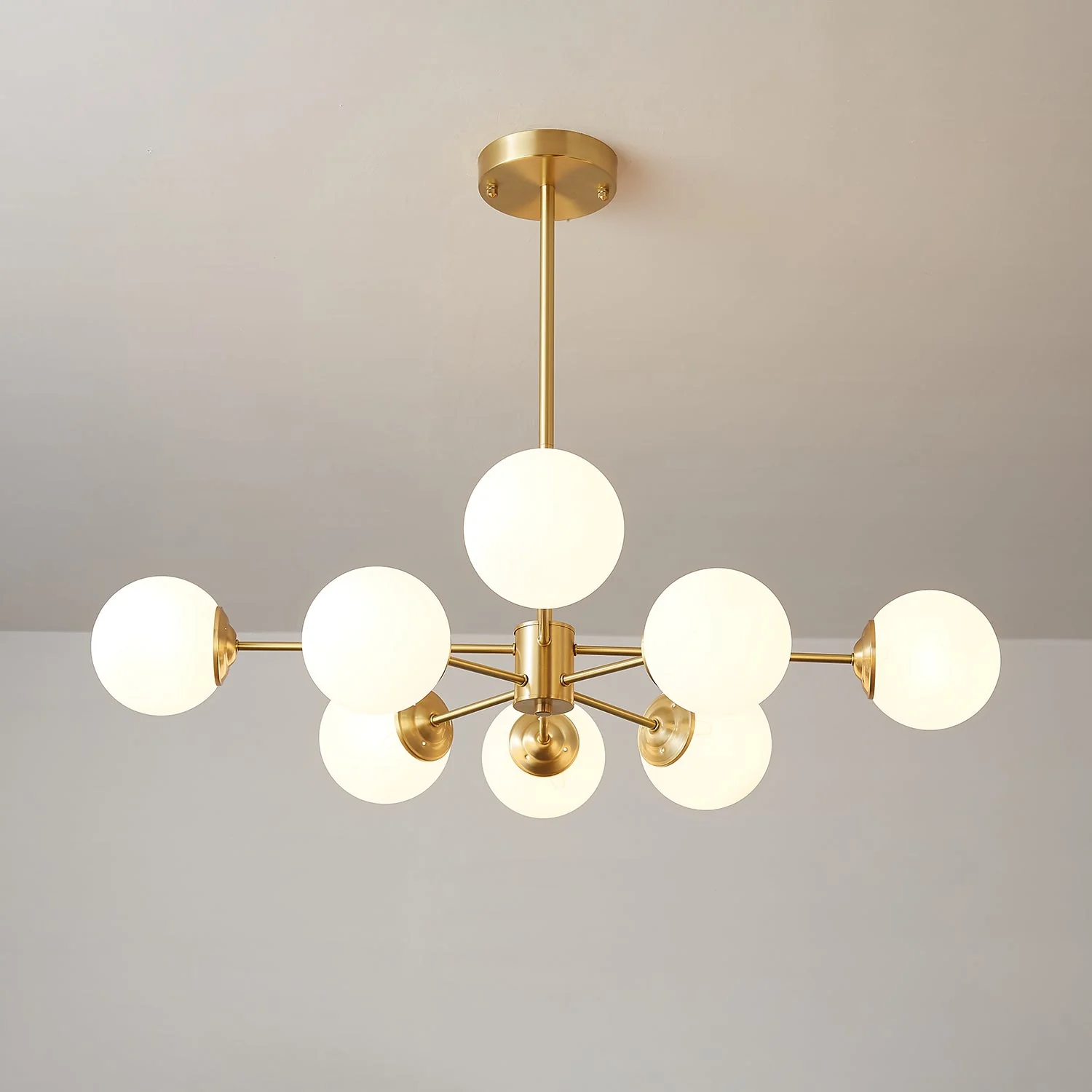 Lustra Chandelier Elysium Brass Frosted Glass Orbs - Image 15