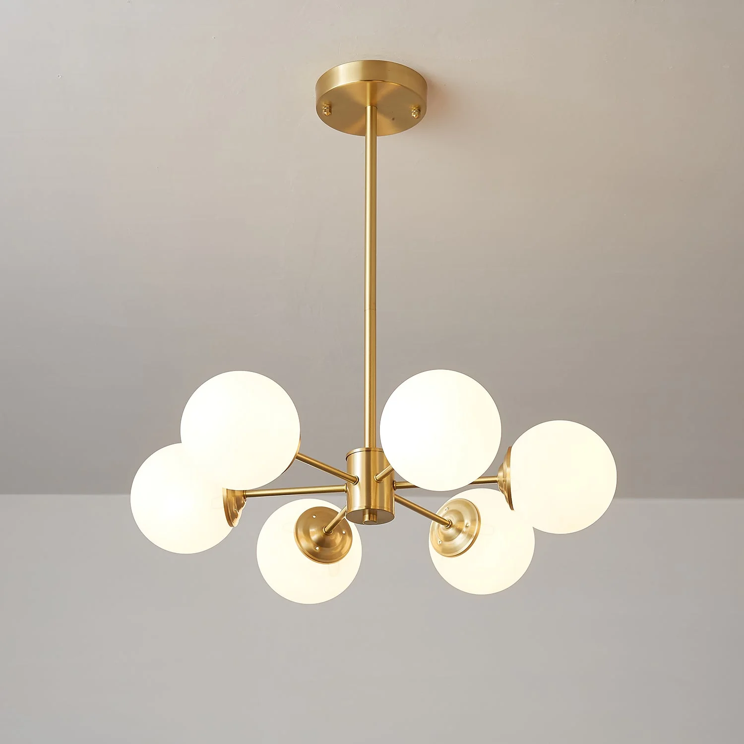 Lustra Chandelier Elysium Brass Frosted Glass Orbs - Image 2
