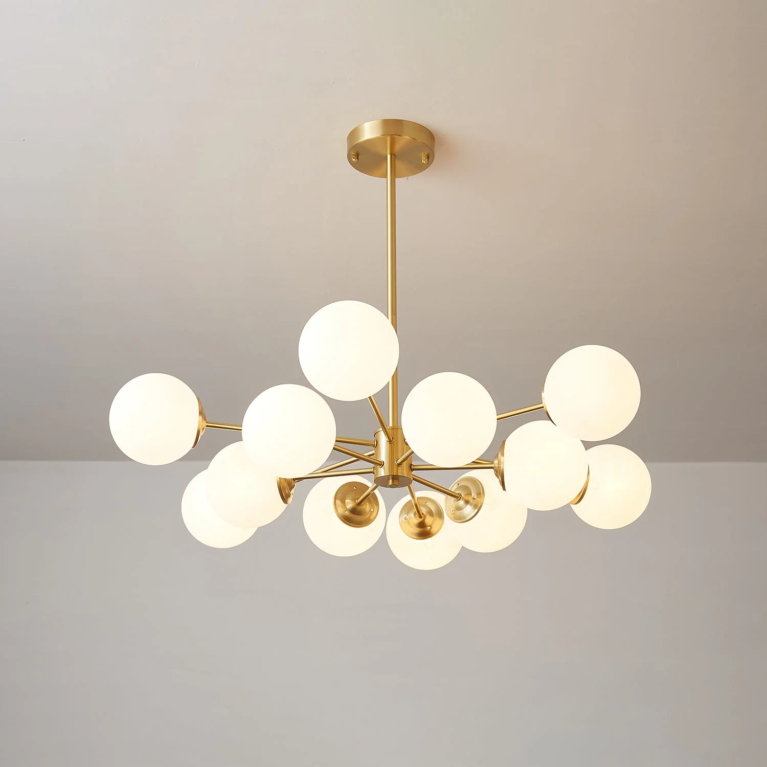 Lustra Chandelier Elysium Brass Frosted Glass Orbs - Image 25