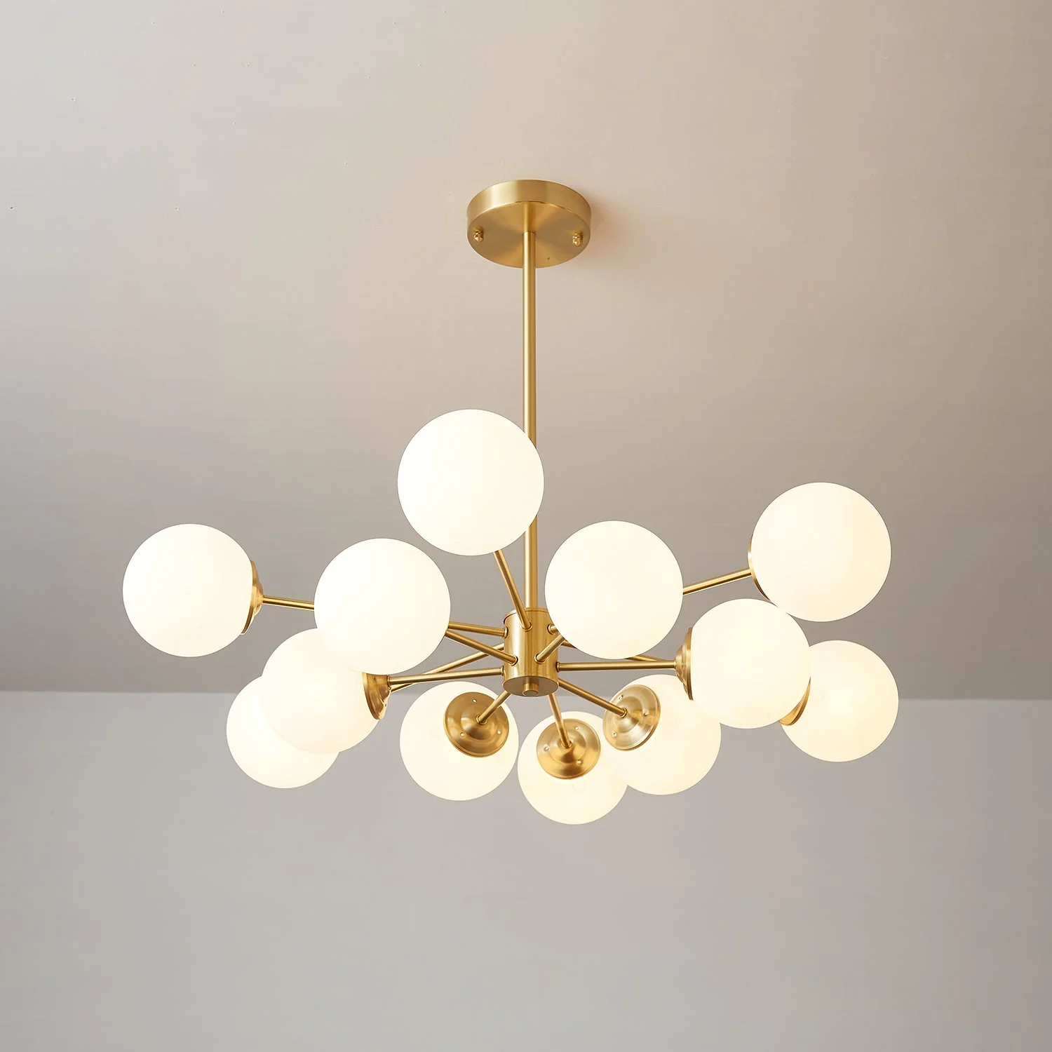 Lustra Chandelier Elysium Brass Frosted Glass Orbs - Image 30
