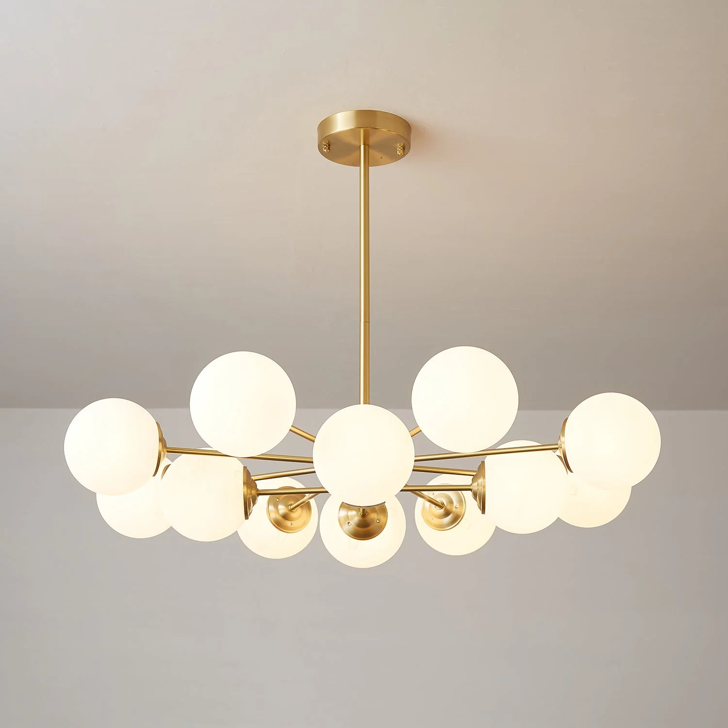Lustra Chandelier Elysium Brass Frosted Glass Orbs - Image 31