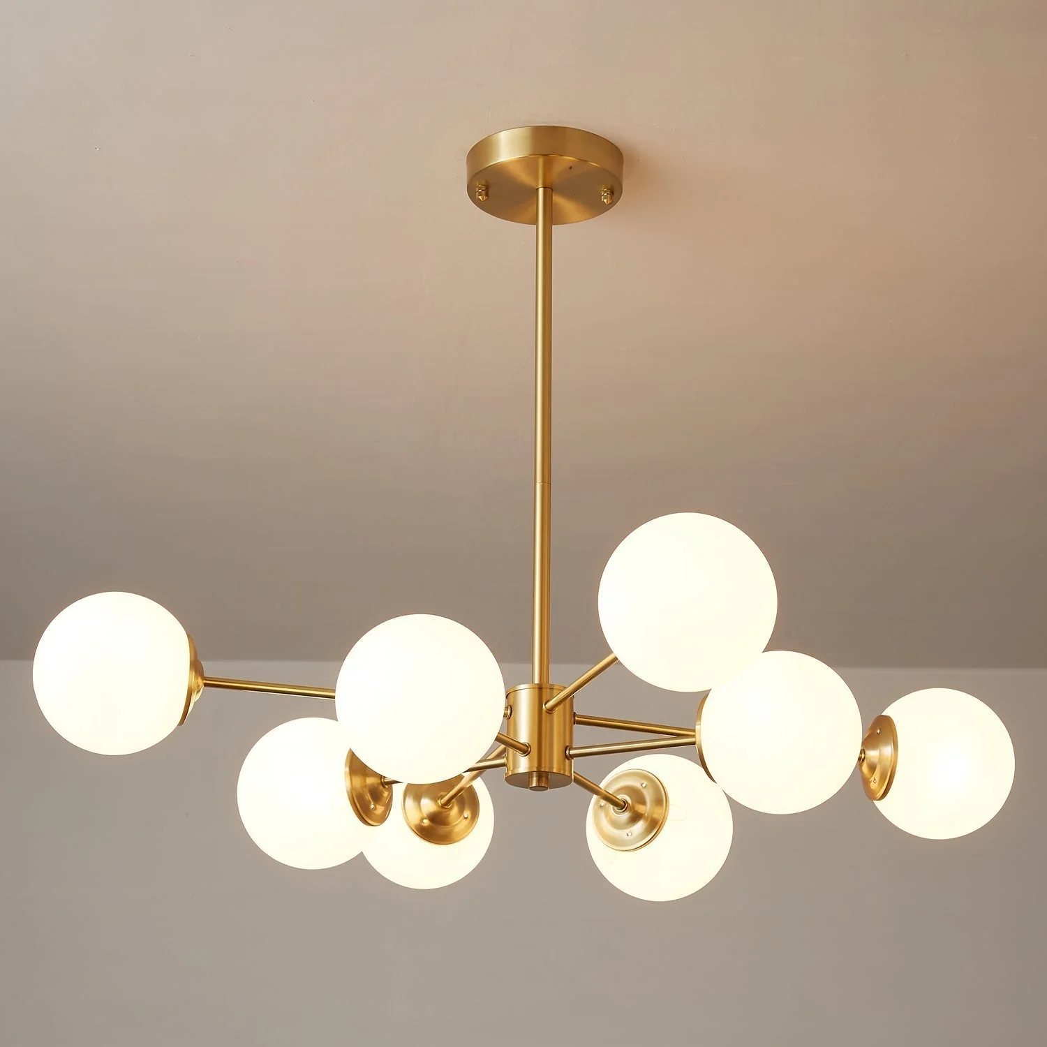 Lustra Chandelier Elysium Brass Frosted Glass Orbs - Image 32
