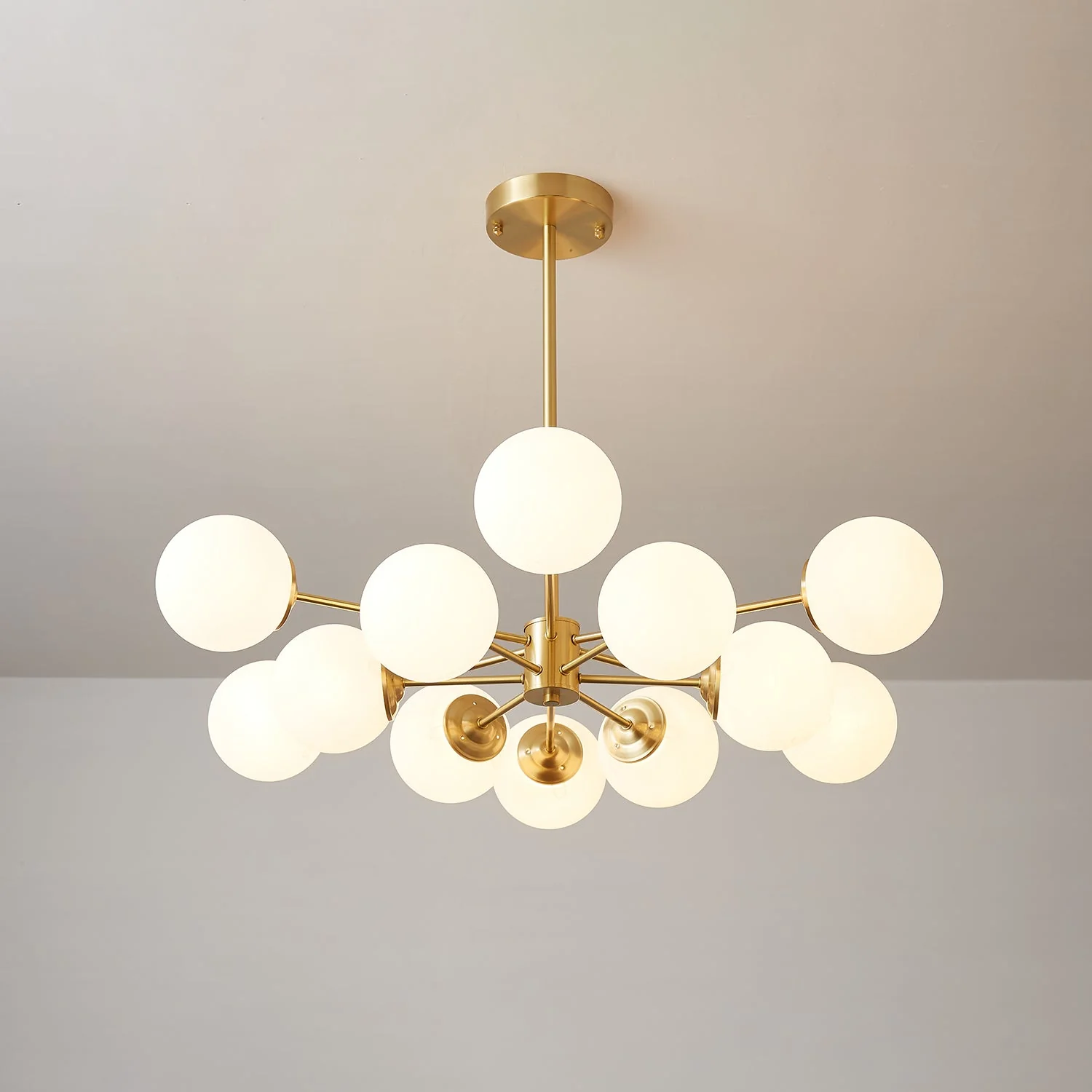 Lustra Chandelier Elysium Brass Frosted Glass Orbs - Image 34
