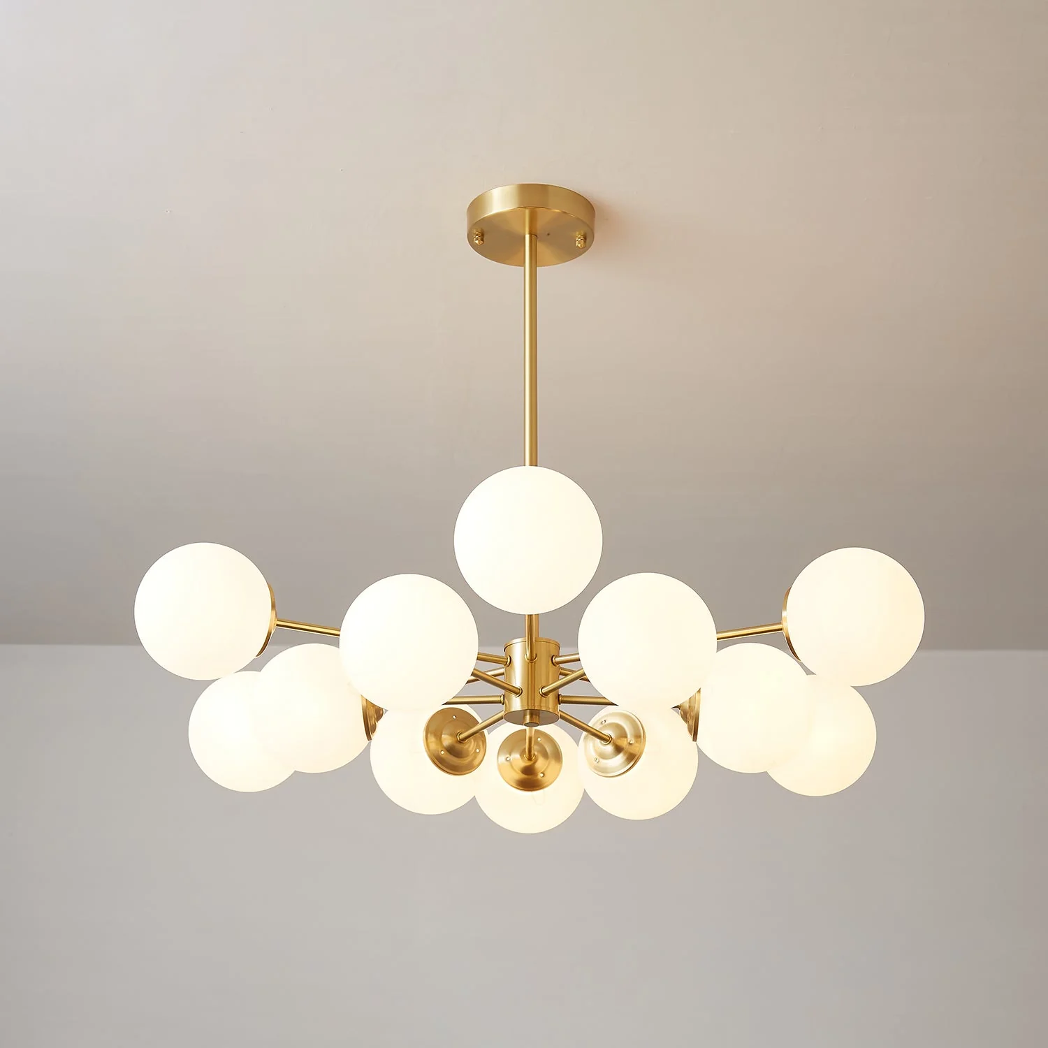 Lustra Chandelier Elysium Brass Frosted Glass Orbs - Image 35