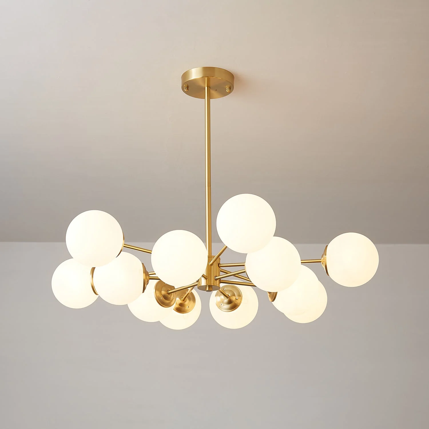 Lustra Chandelier Elysium Brass Frosted Glass Orbs - Image 36