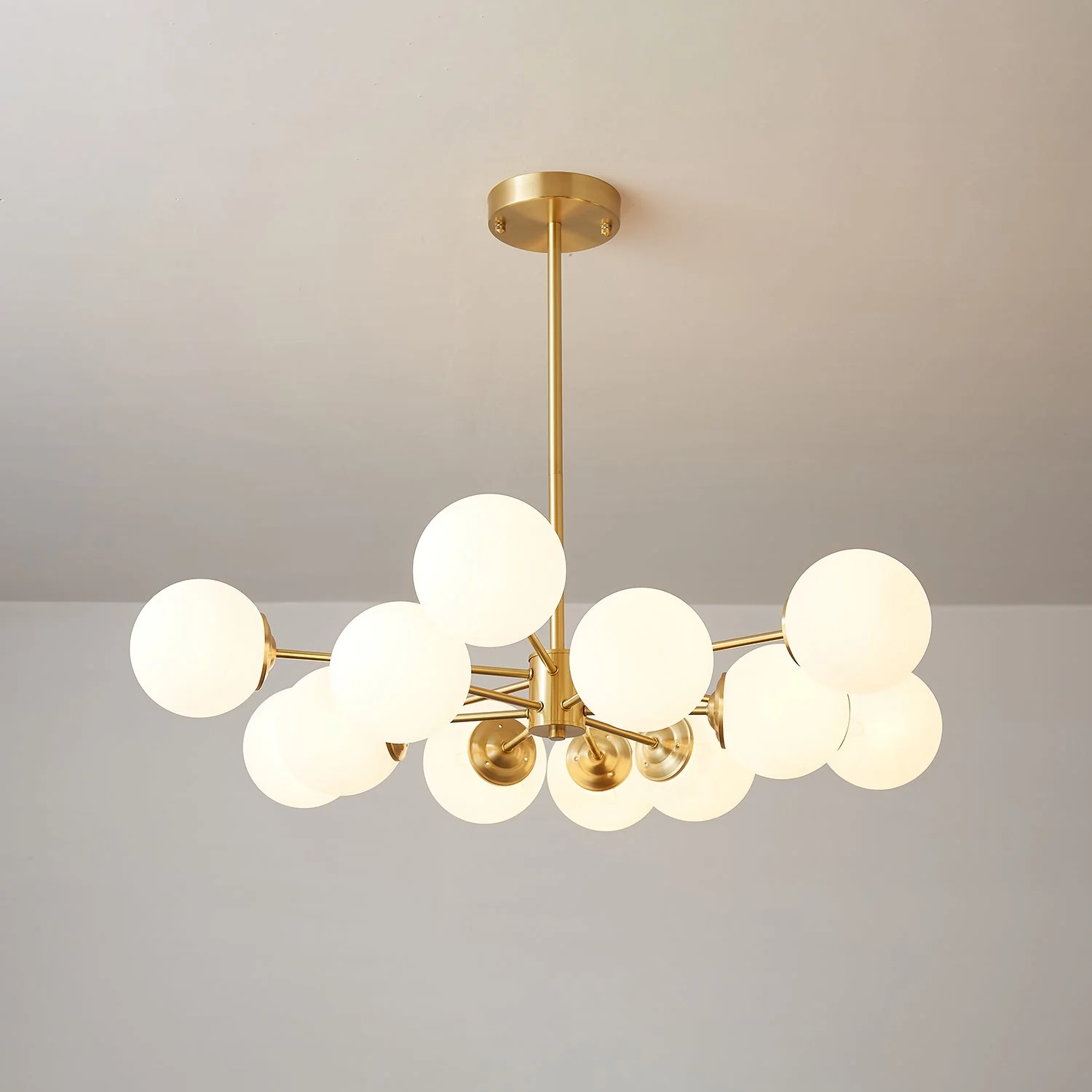 Lustra Chandelier Elysium Brass Frosted Glass Orbs - Image 4